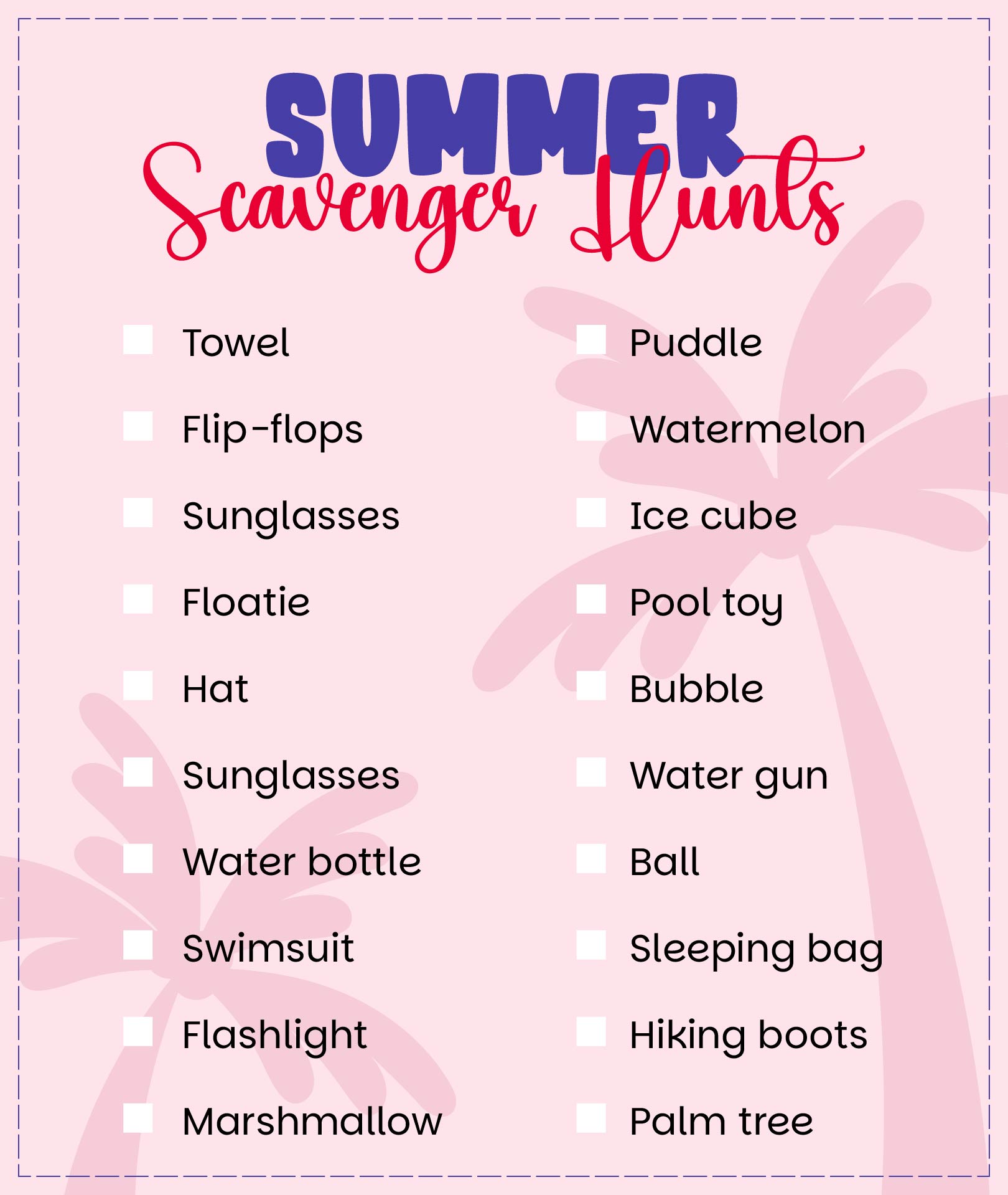 Chill Out Summer Scavenger Hunts