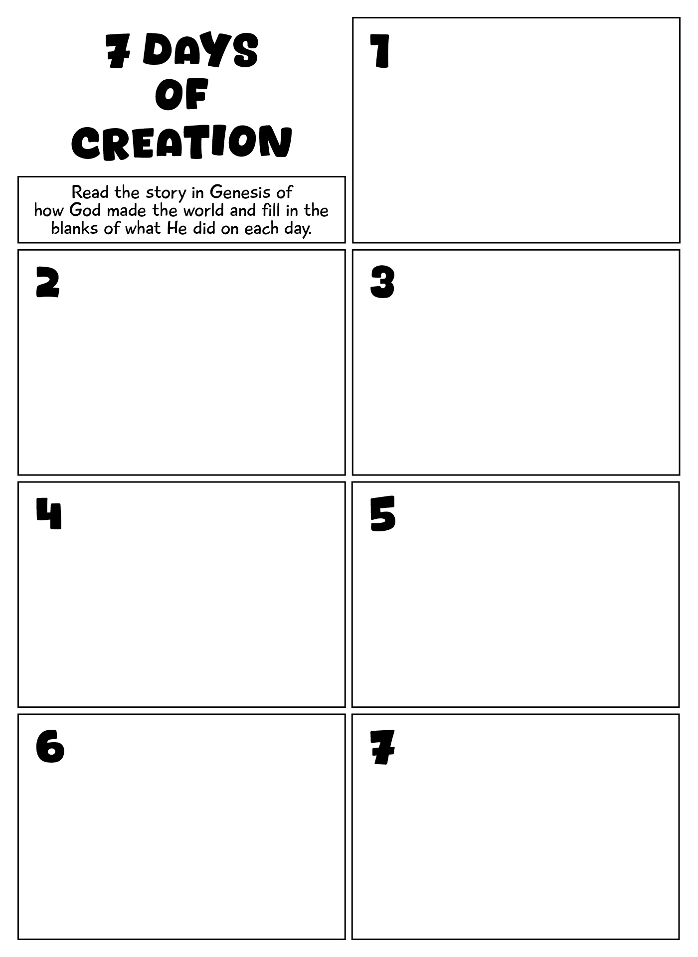 Christian Creation Worksheets for Kids