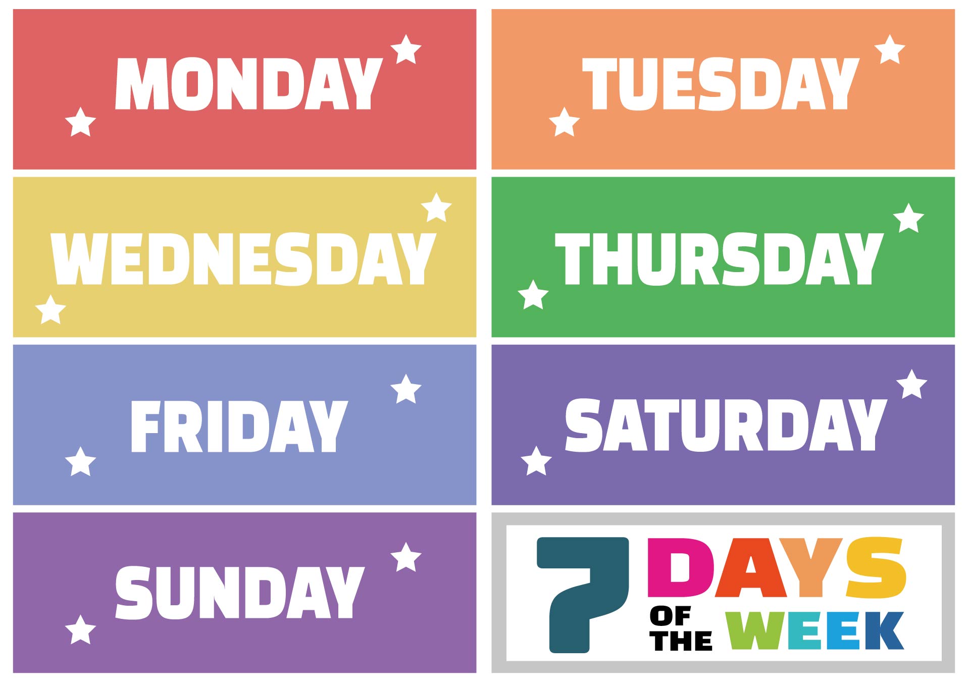 Classroom Days of the Week Chart Printable