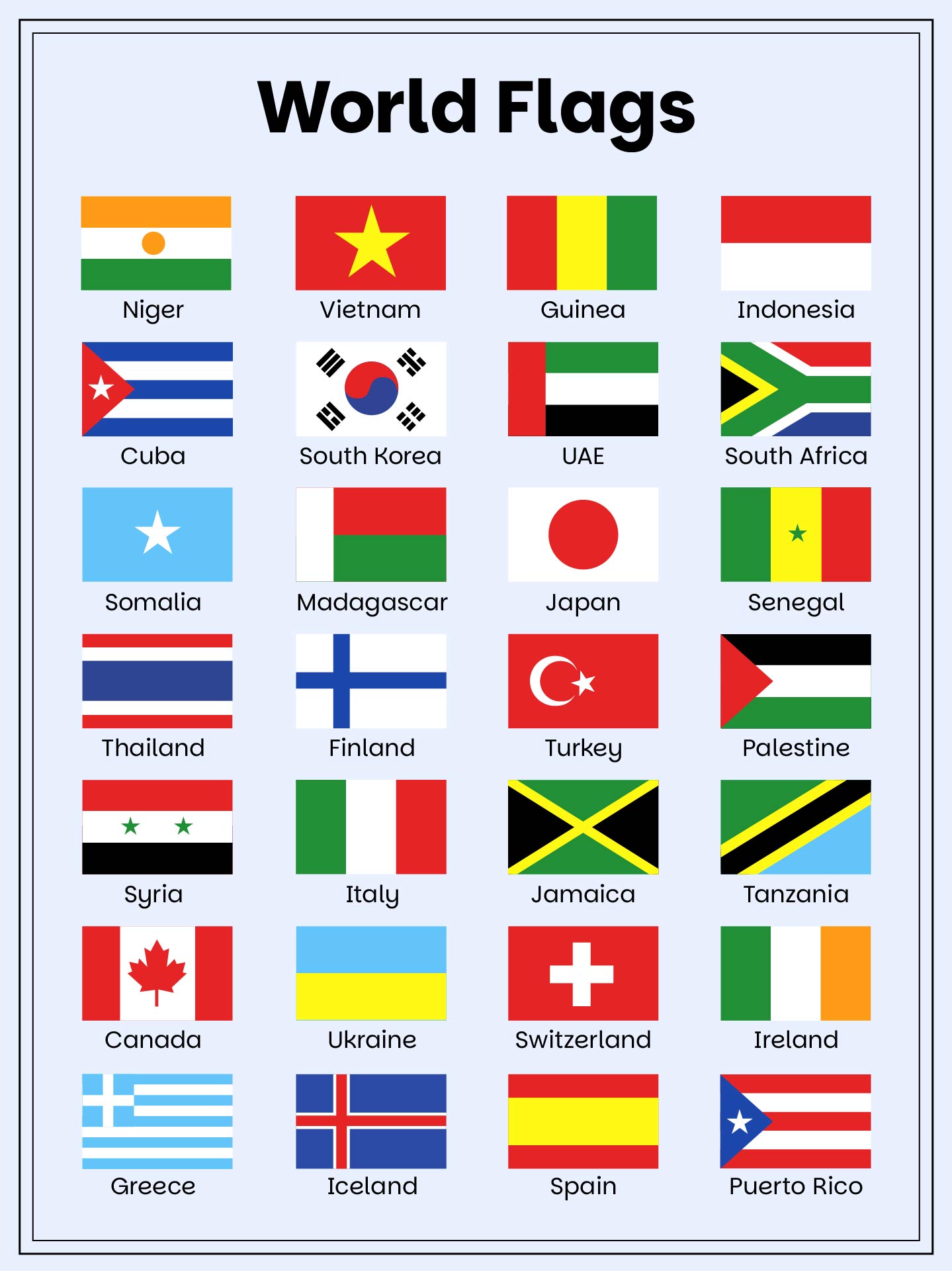 Classroom Printable Country Flags A4 Size Classroom Printable Country Flags A4 Size