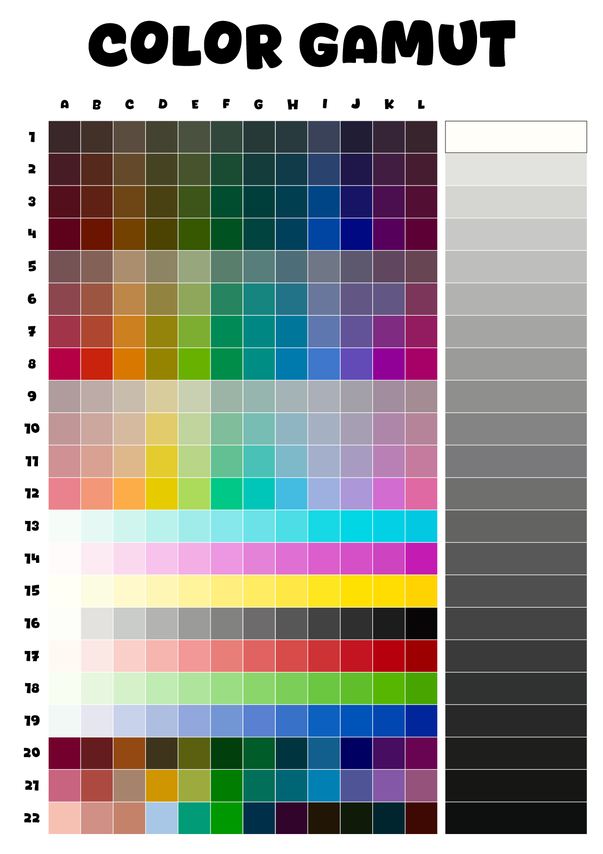 Color Gamut Mapping Target