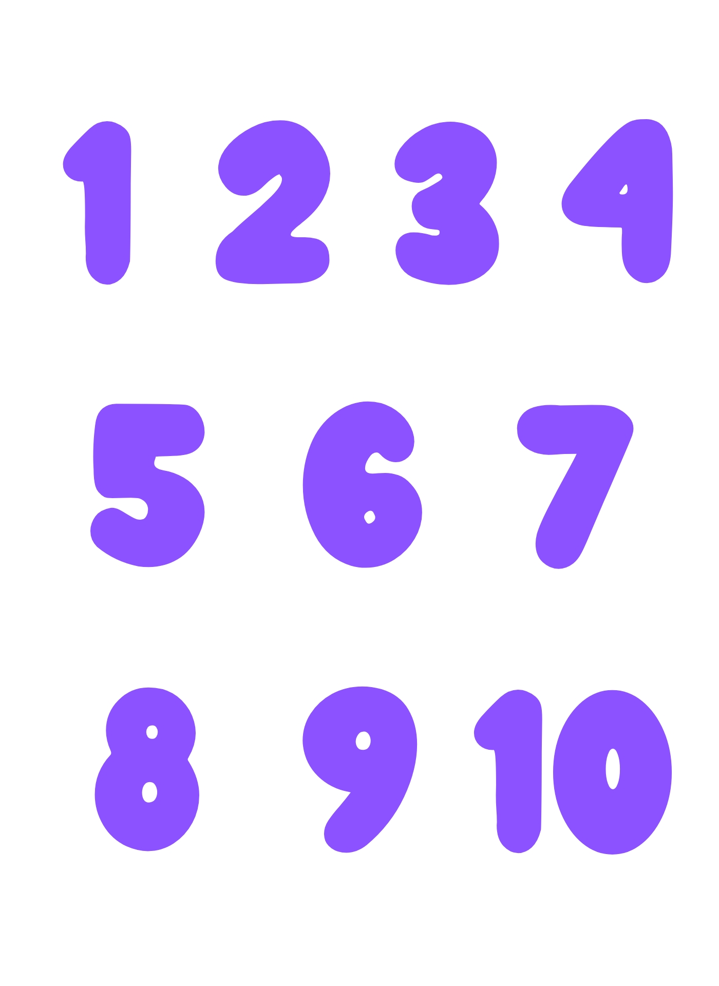 Colorful Bubble Numbers 1-10 Sheets