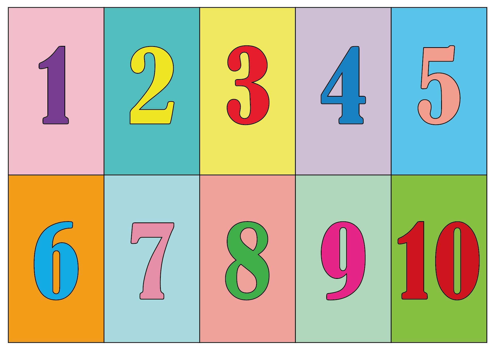 Colorful Printable Cut Out Numbers for Teaching