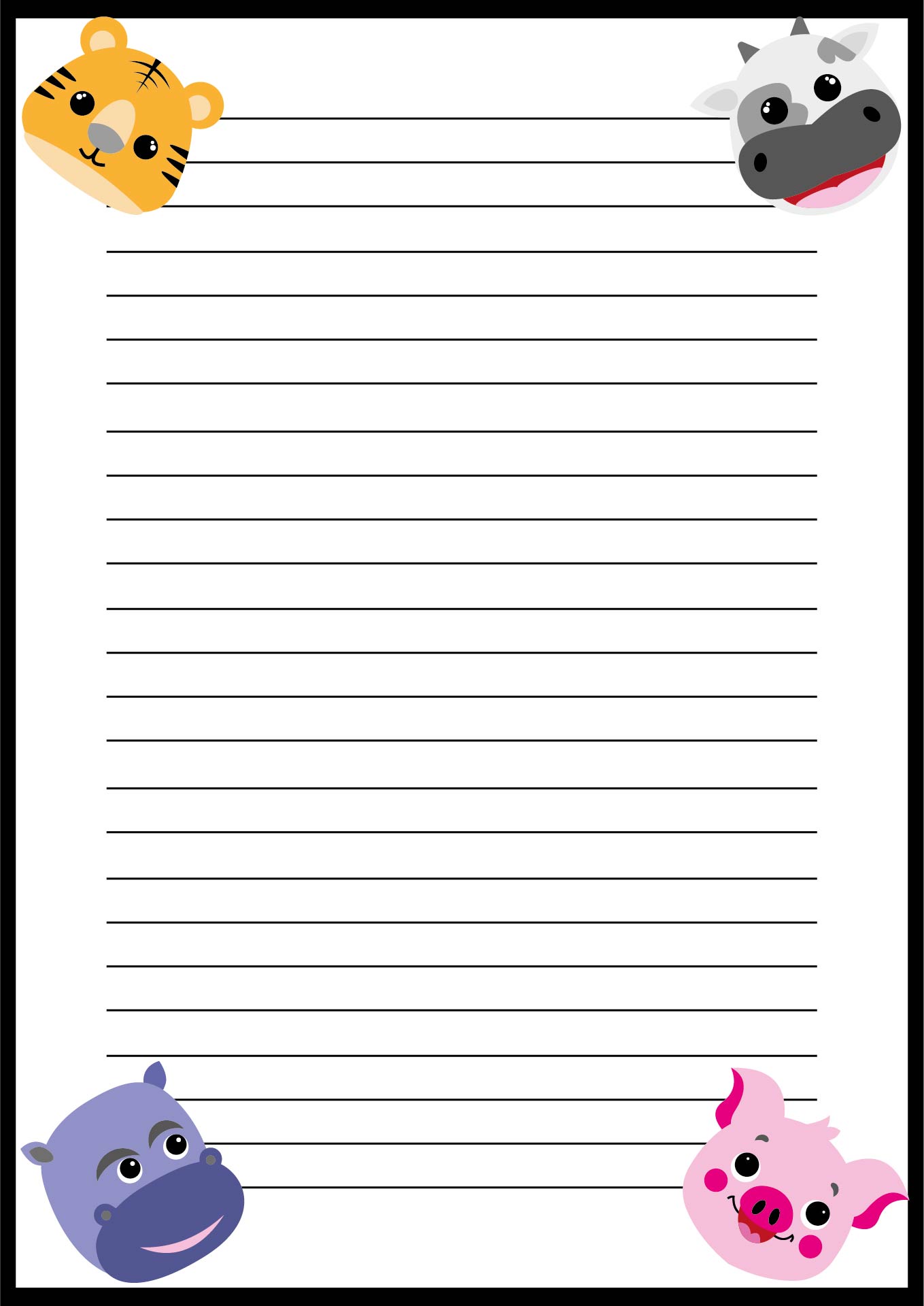 Cute Animal Printable Letter Paper