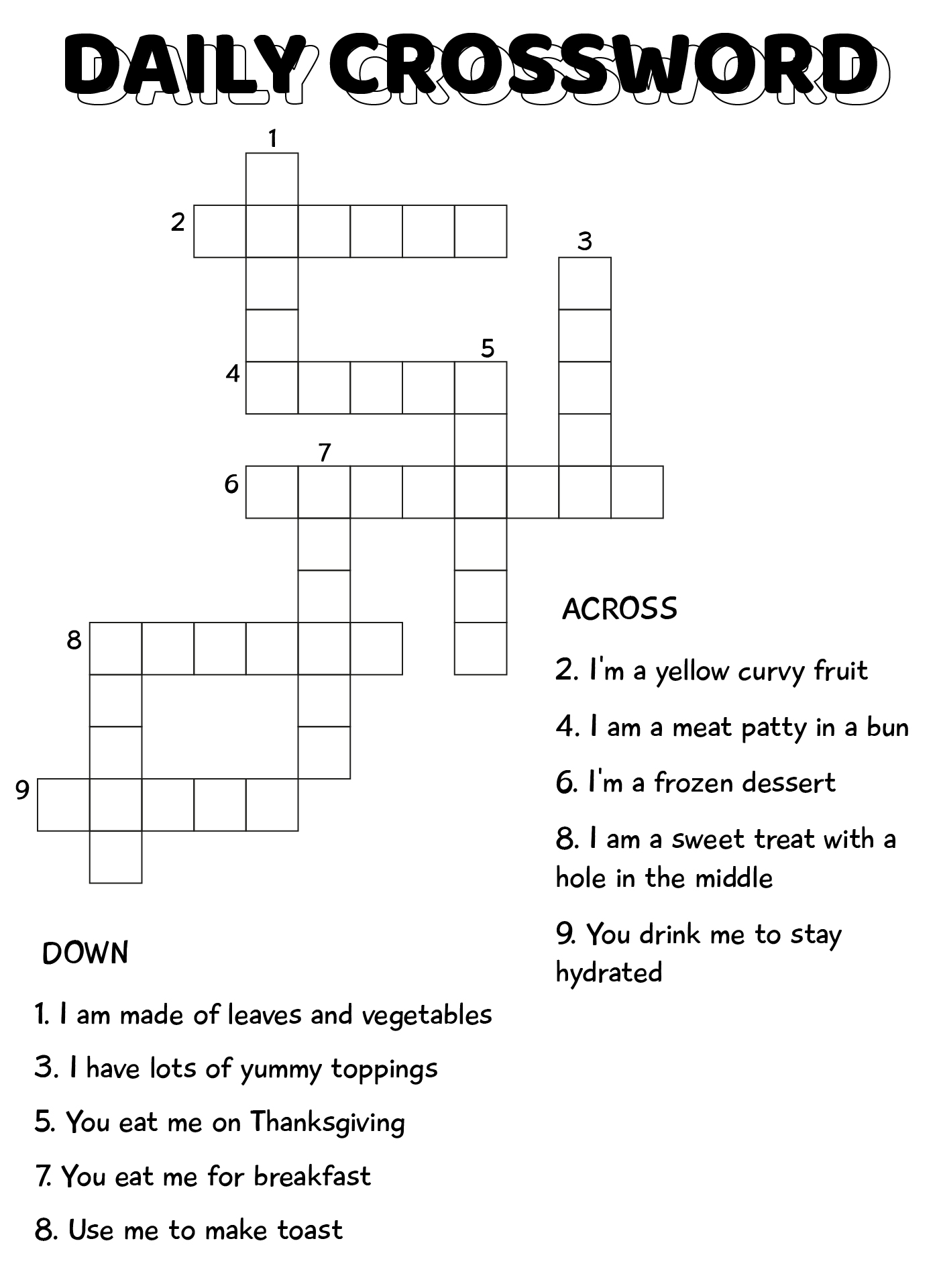 Daily Crossword Puzzle Printables
