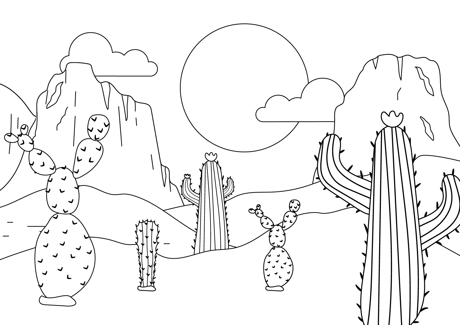 Desert Landscape Coloring Pages Printable