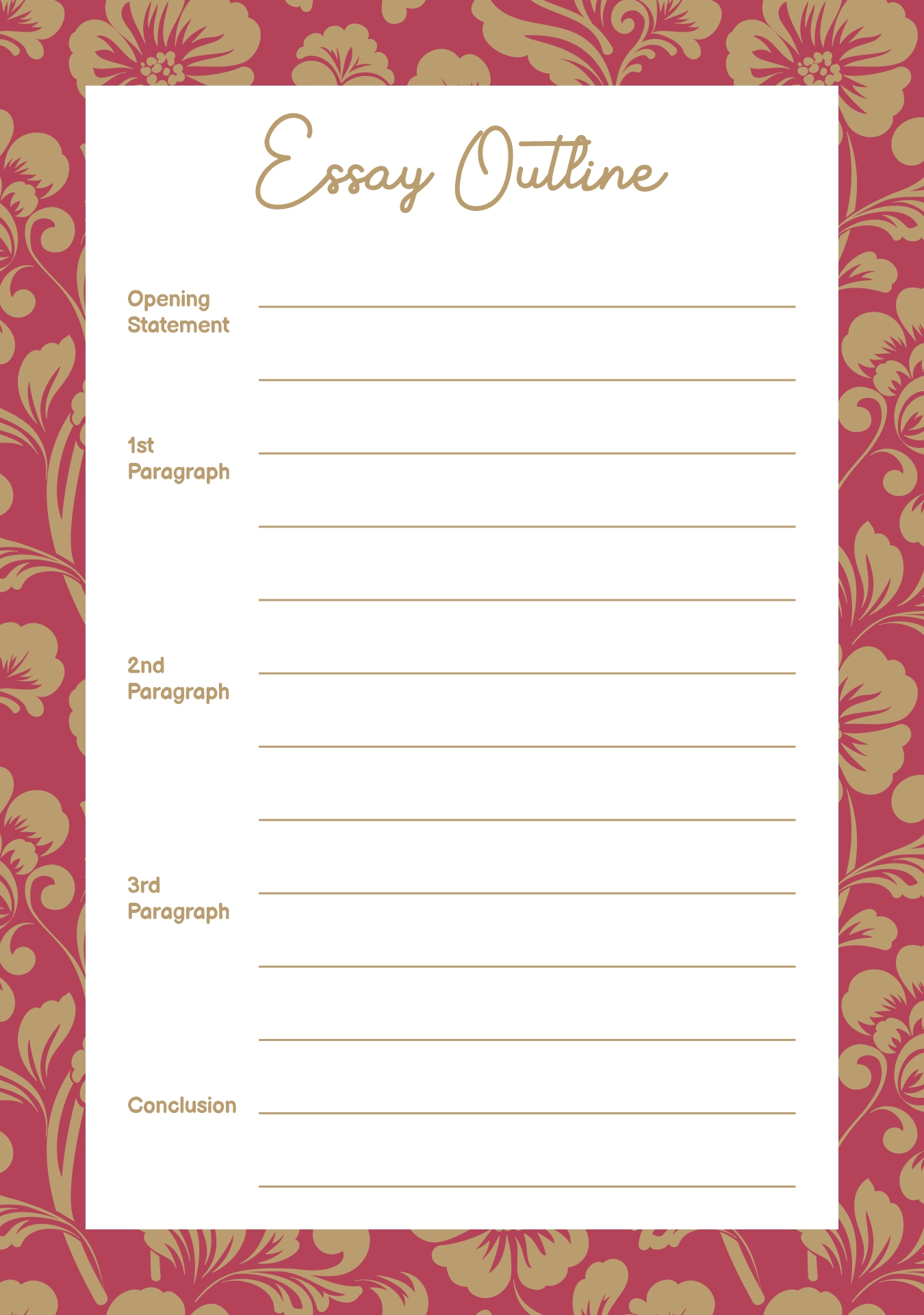 Essay Outline Printable Essay Outline Printable