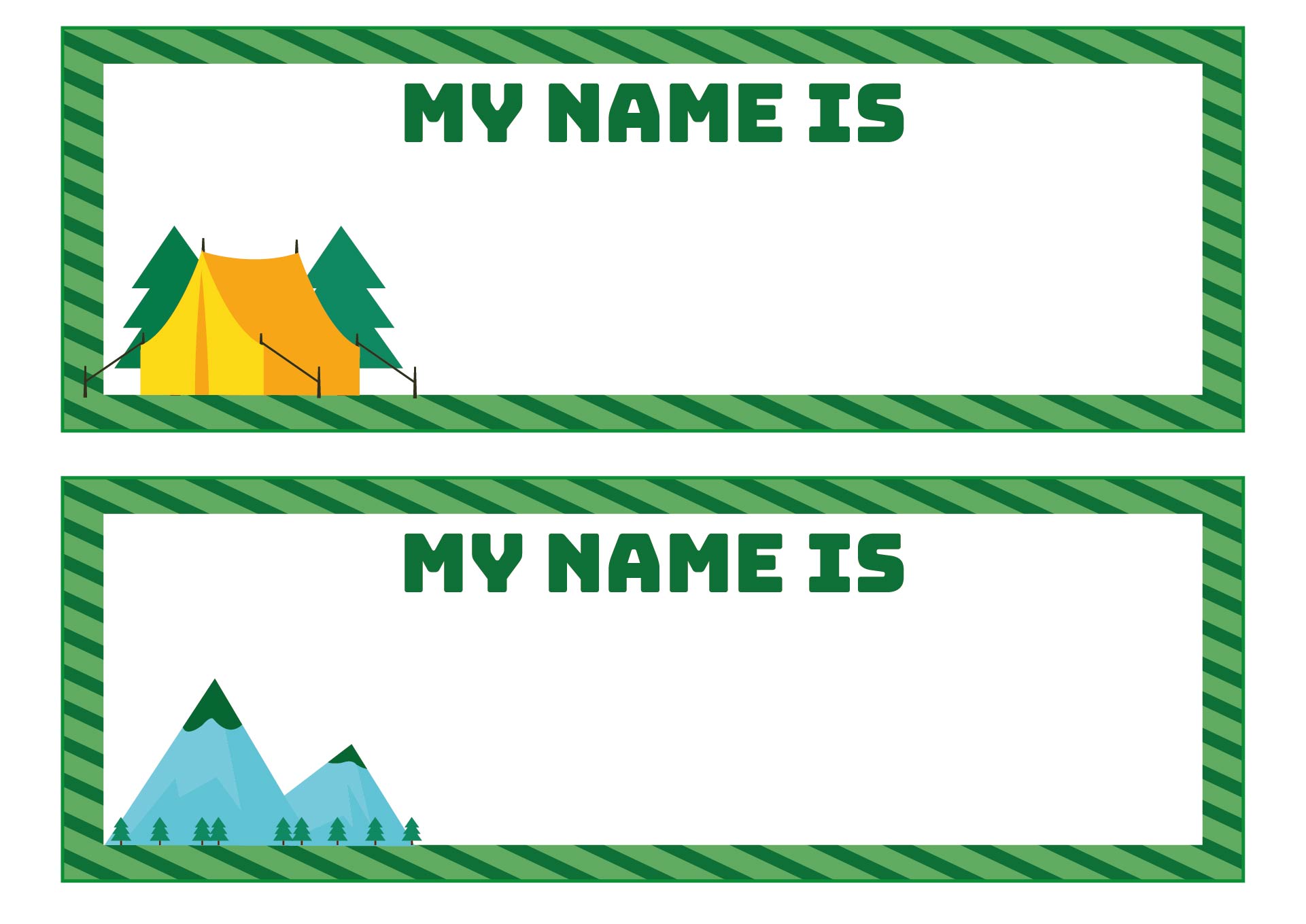 Forest Adventure Kindergarten Name Tag Sheets