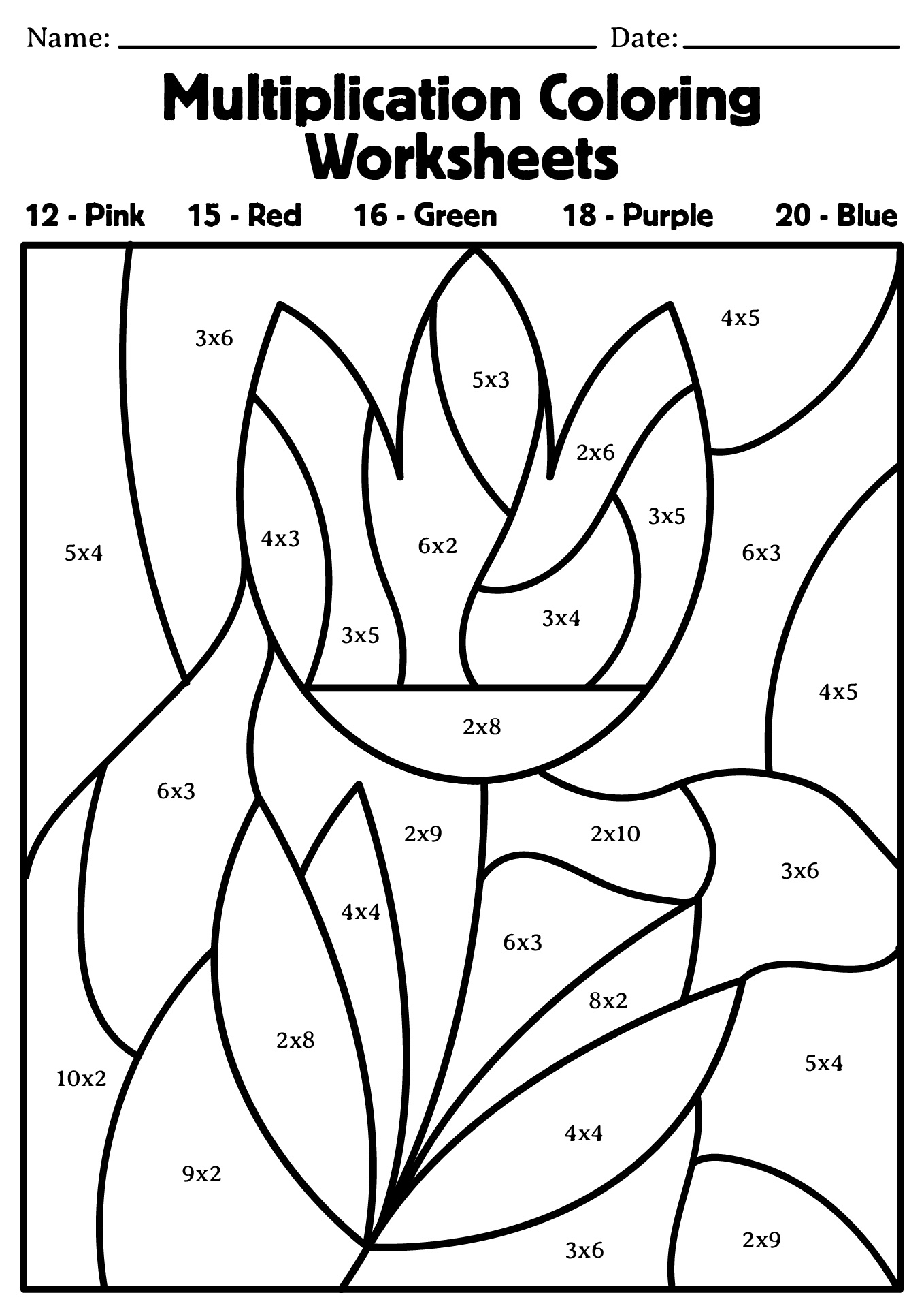 Fun Multiplication Coloring Sheets Printable