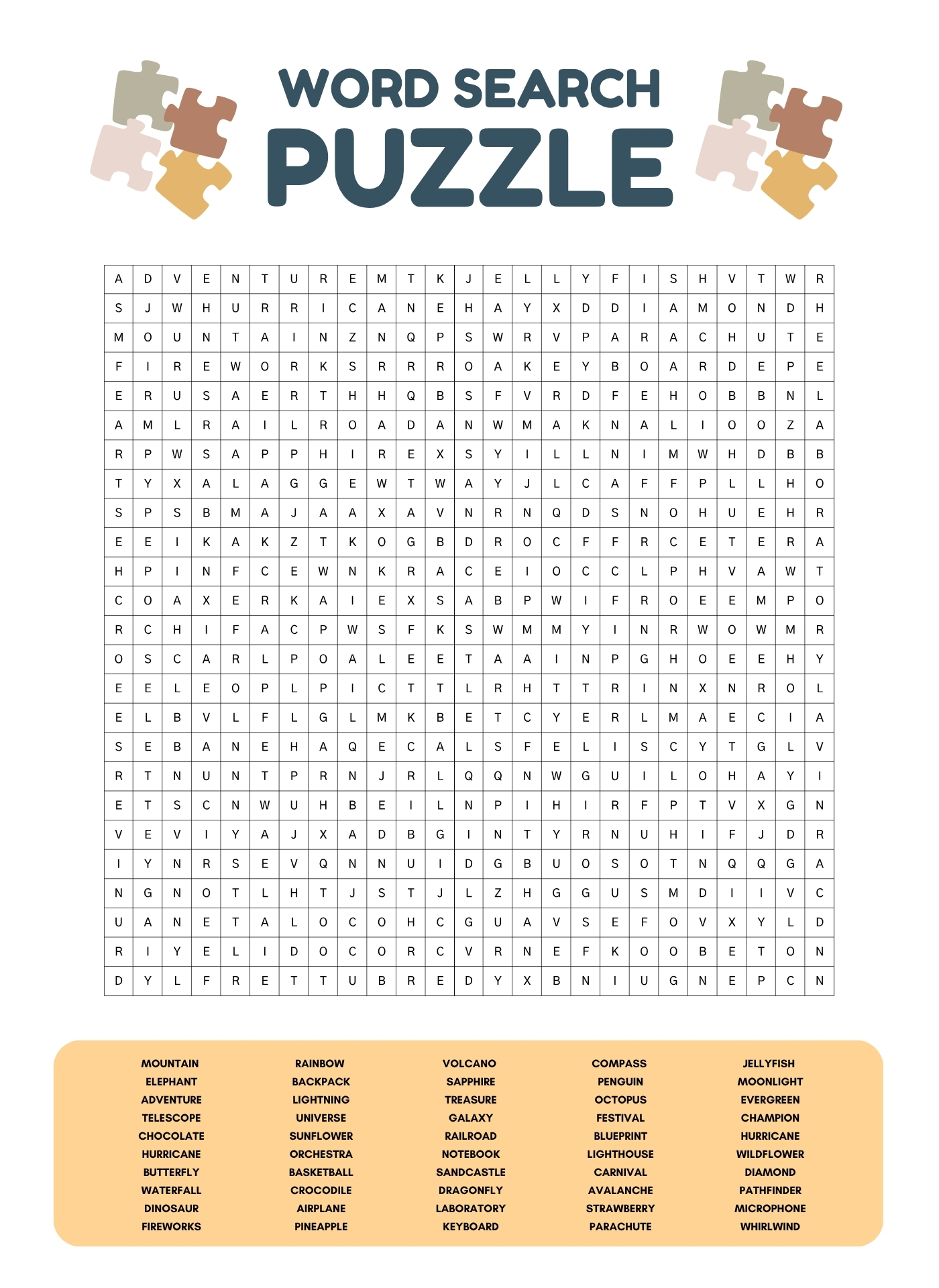 Giant Print Word Search Activities for Adults