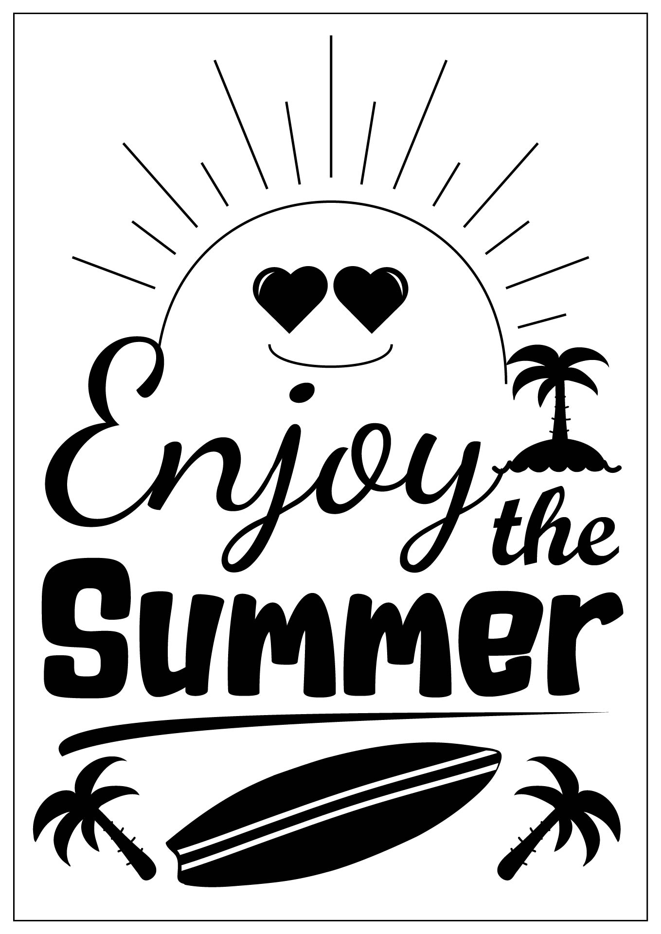 Happy Summer Printable Black and White Happy Summer Printable Black and White