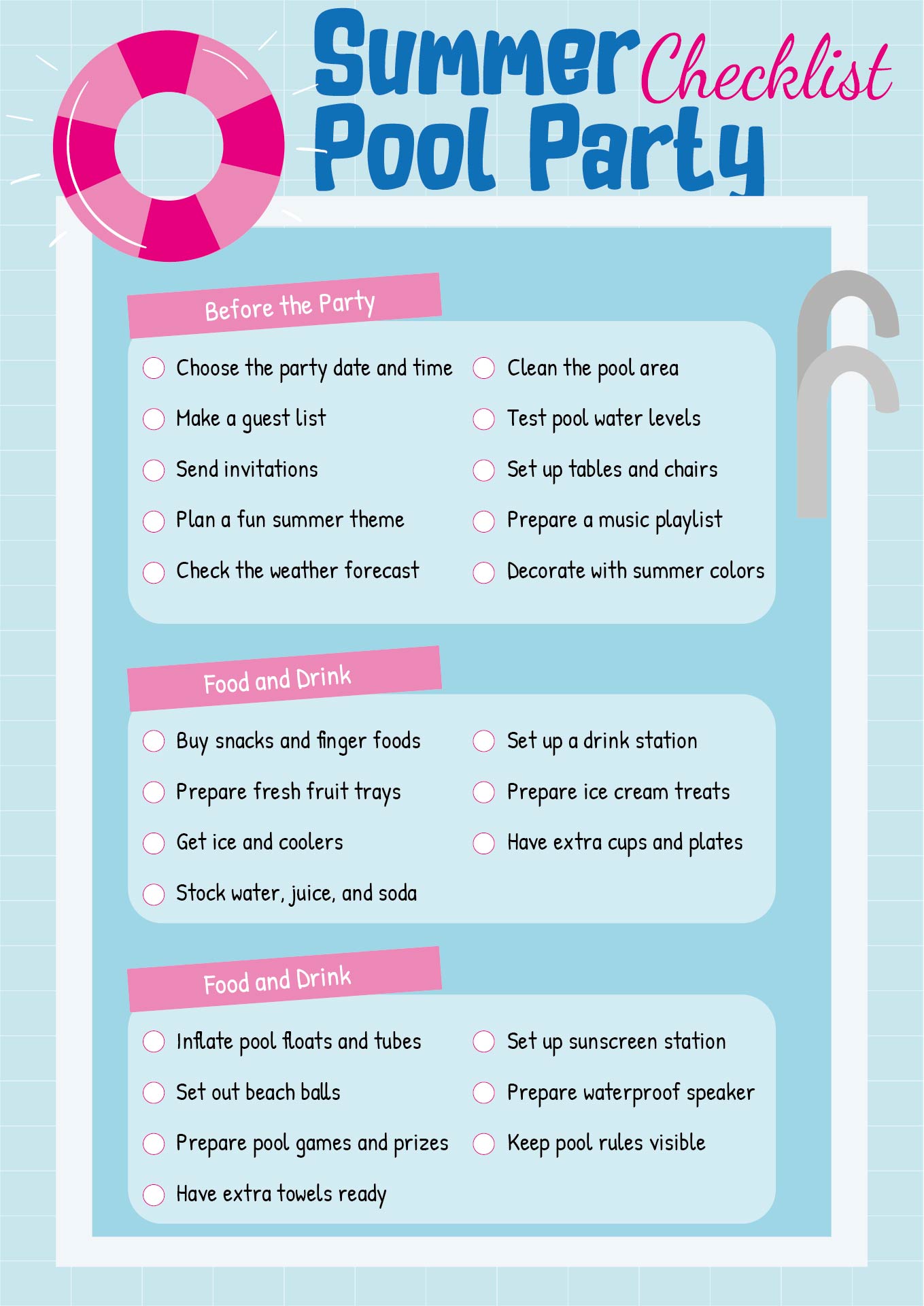 Have a Kool Summer Pool Party Checklist