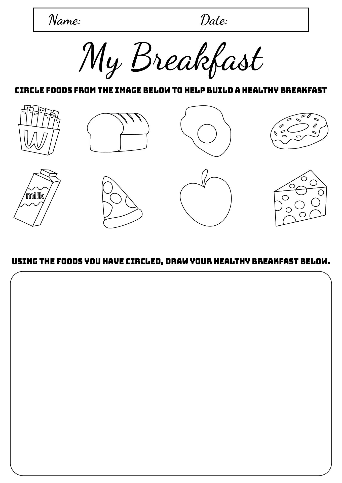 Healthy Breakfast Choices Printable Activities Healthy Breakfast Choices Printable Activities