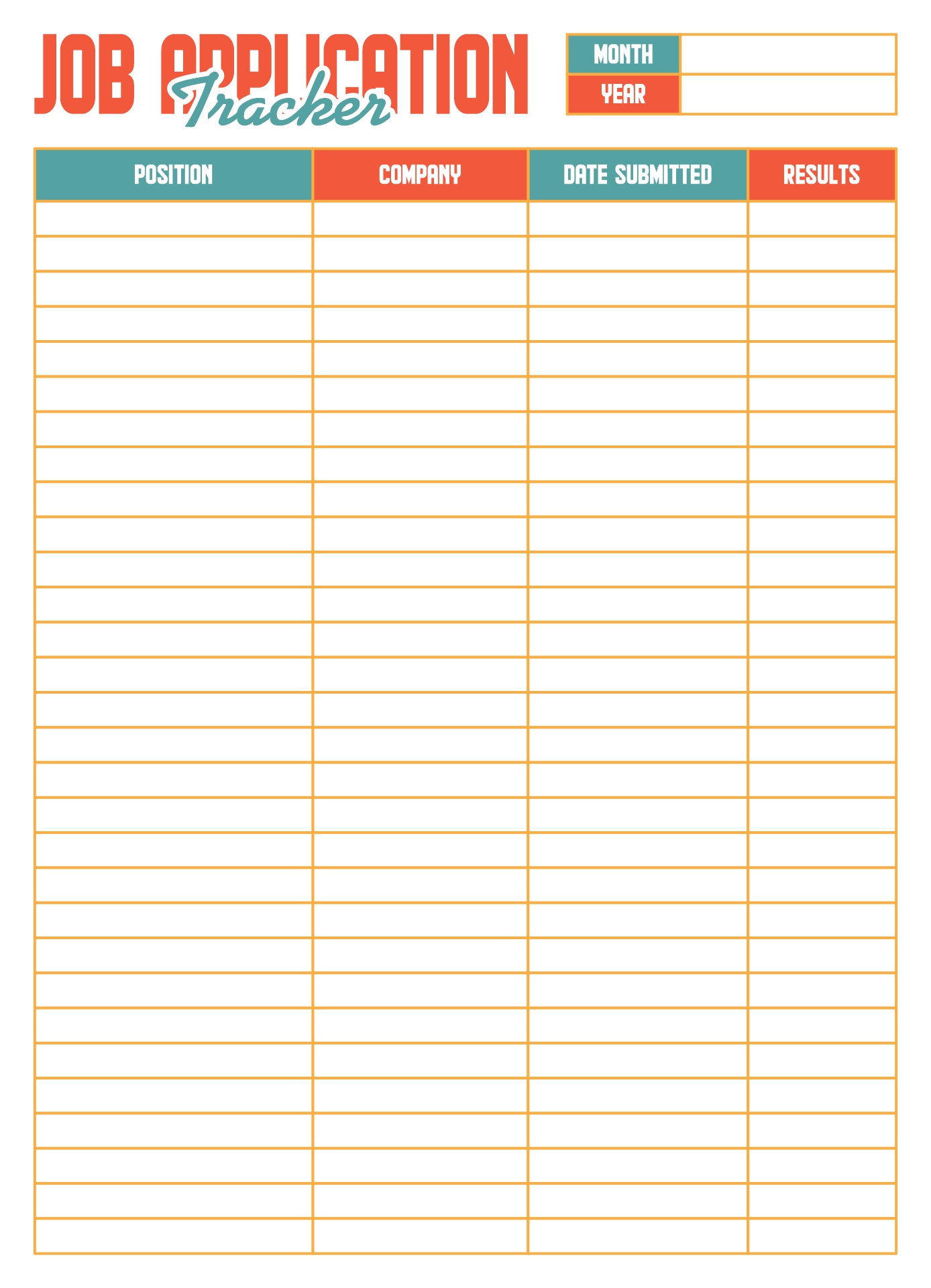 Job Application Log Sheet Printable