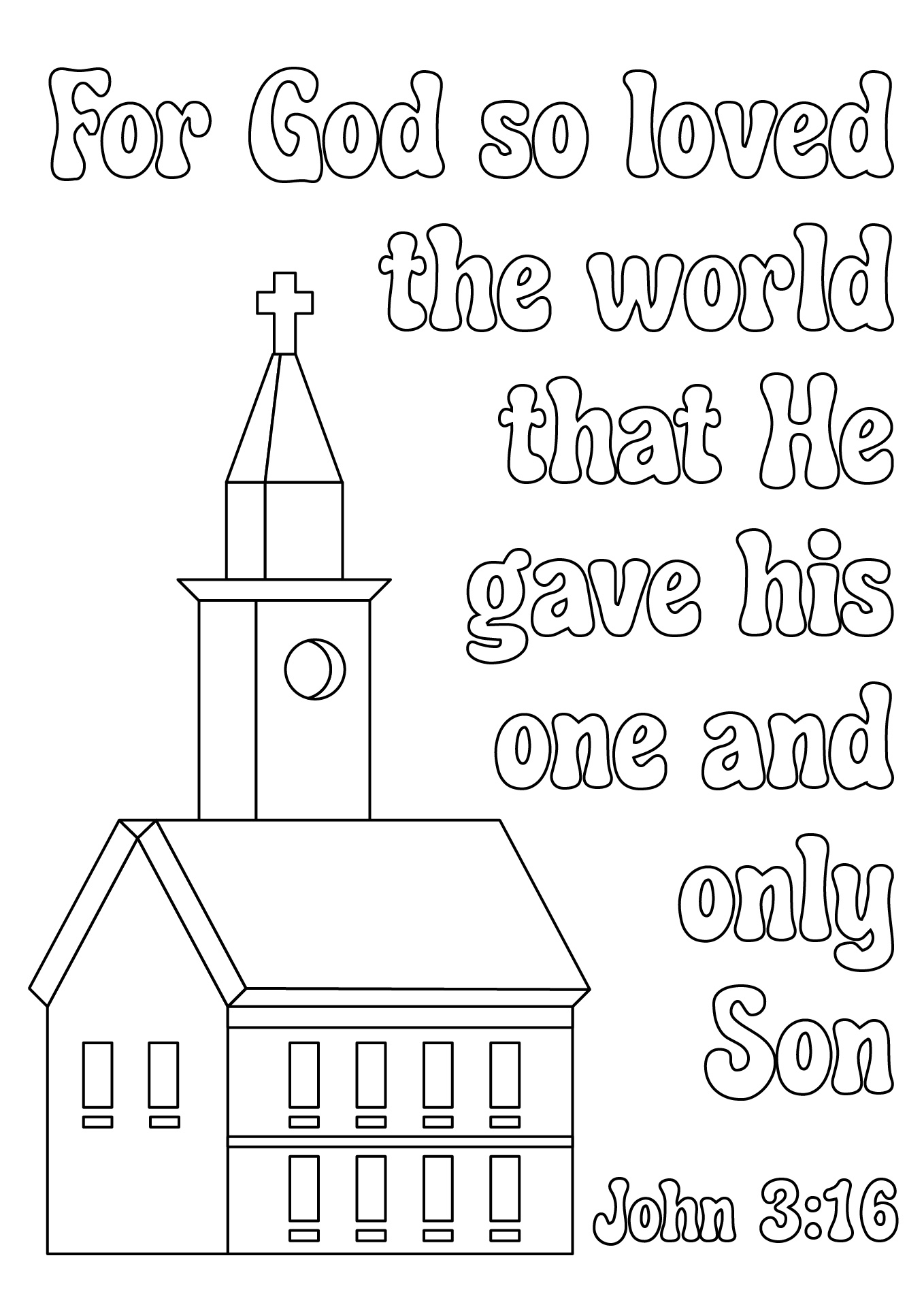 John 3:16 Bible Verse Coloring Page for Sunday School John 3:16 Bible Verse Coloring Page for Sunday School