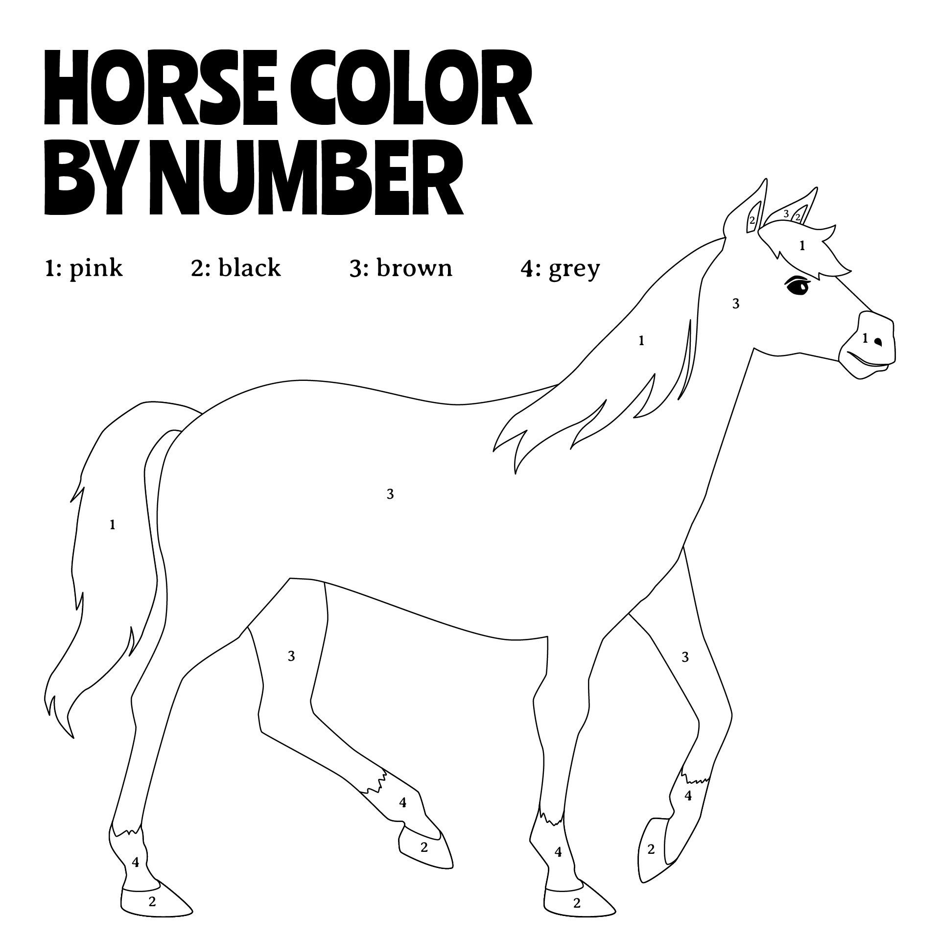 Kids Horses Paint by Number Activity