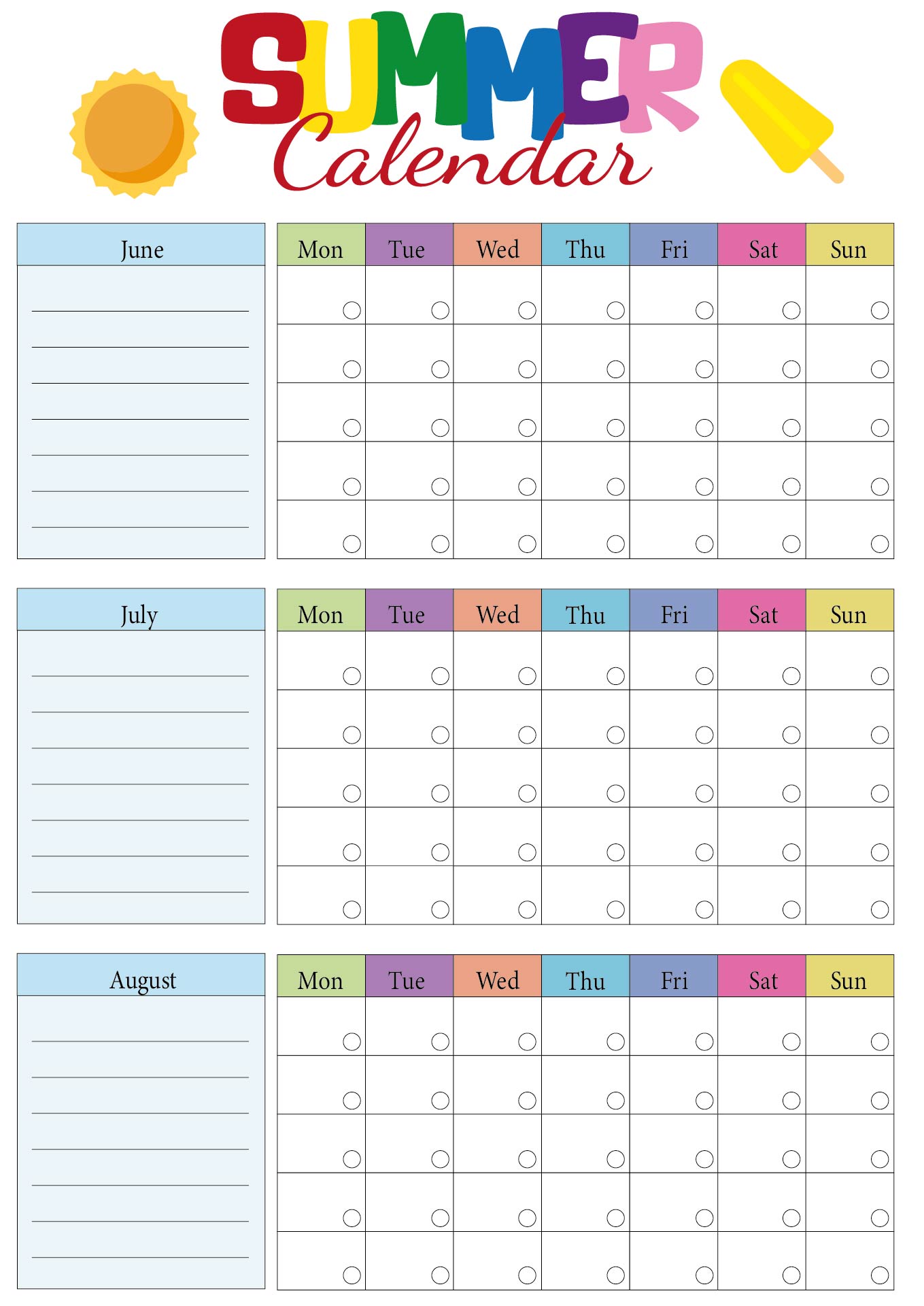 Krazy Kool Summer Calendar Planners