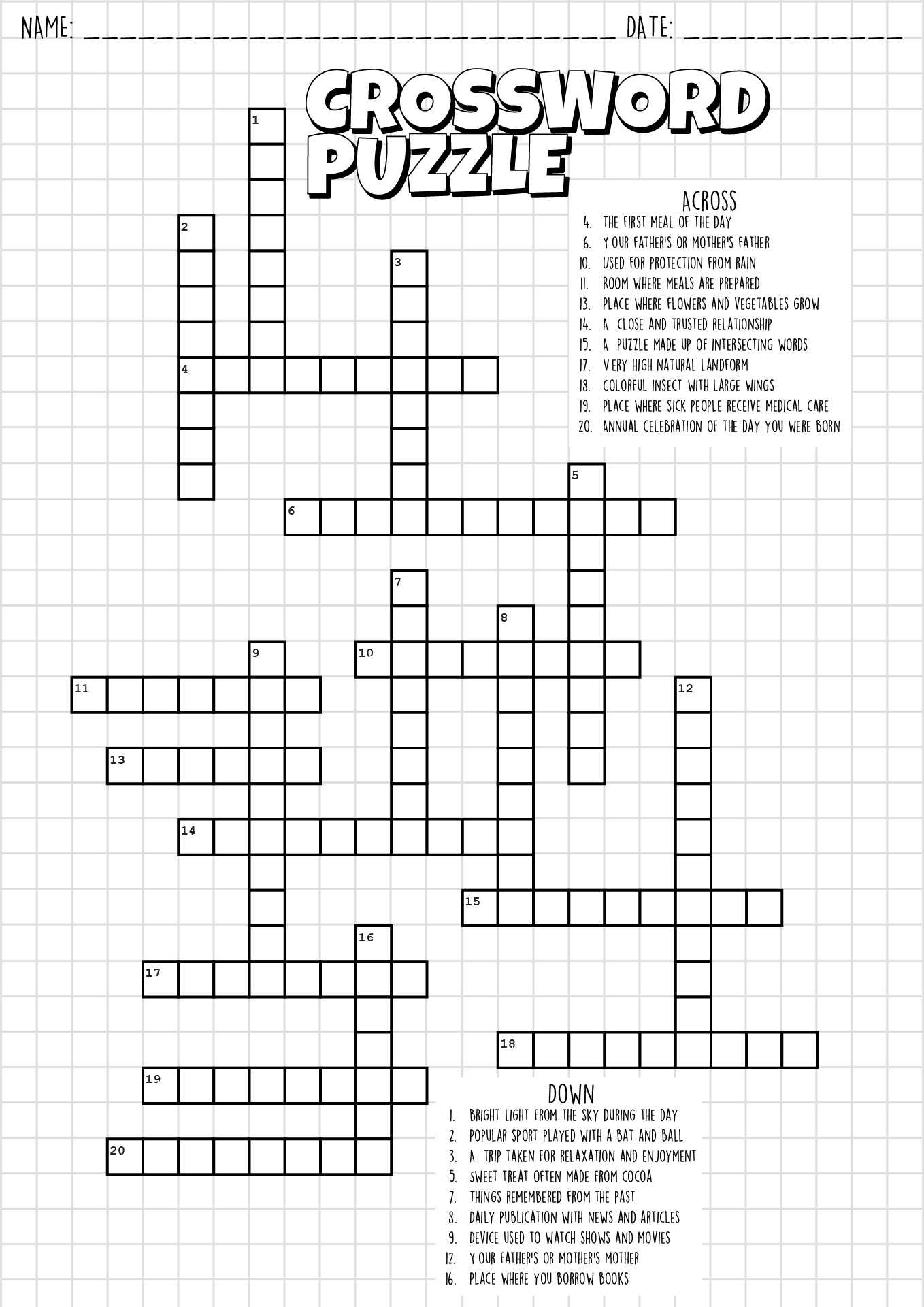 Large Print Crossword Puzzles for Seniors