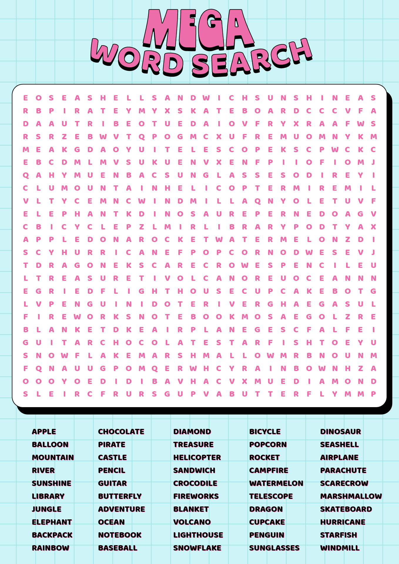 Large Print Mega Word Search Sheets Large Print Mega Word Search Sheets