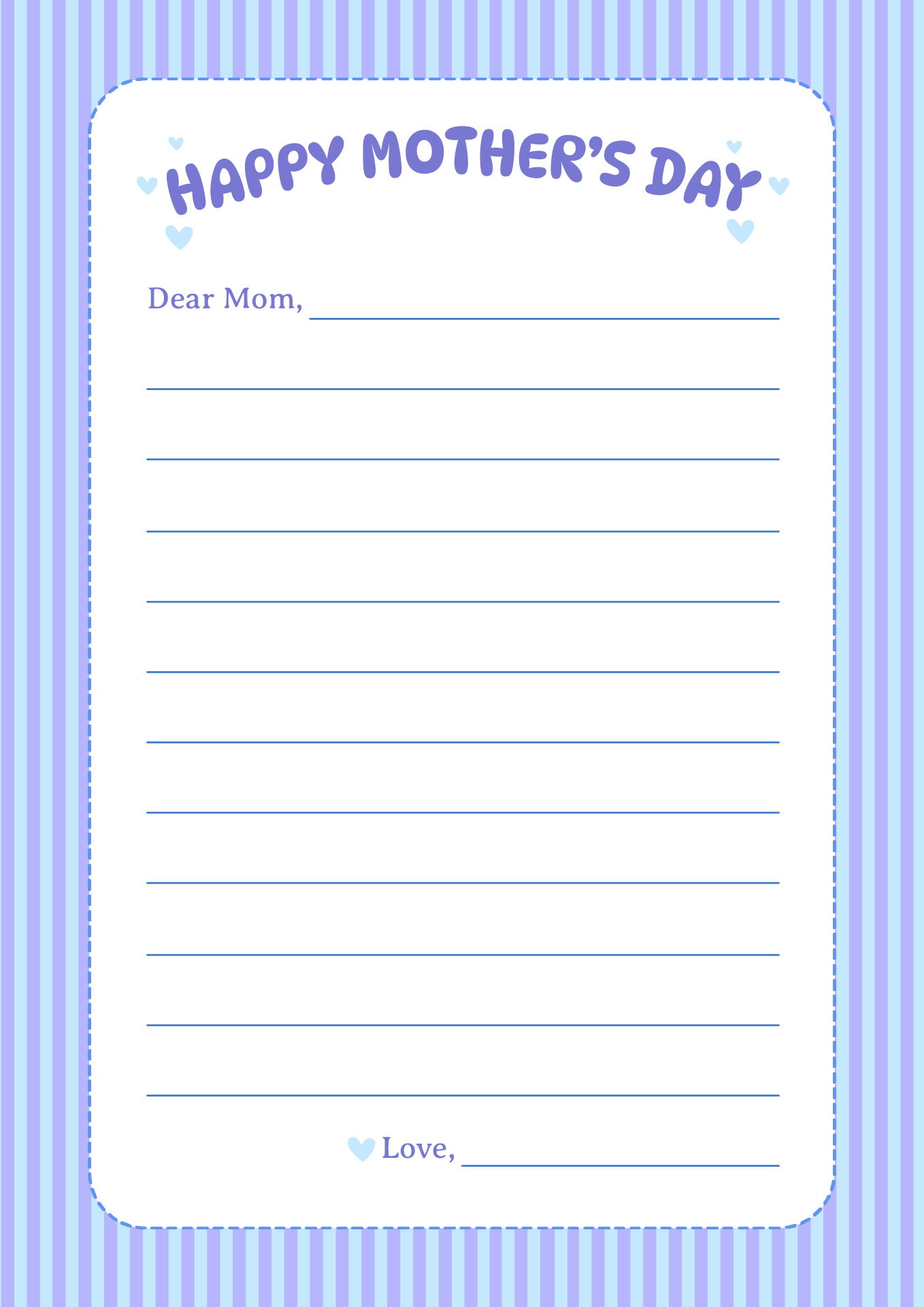 Letters to Mom Printables for Mothers Day