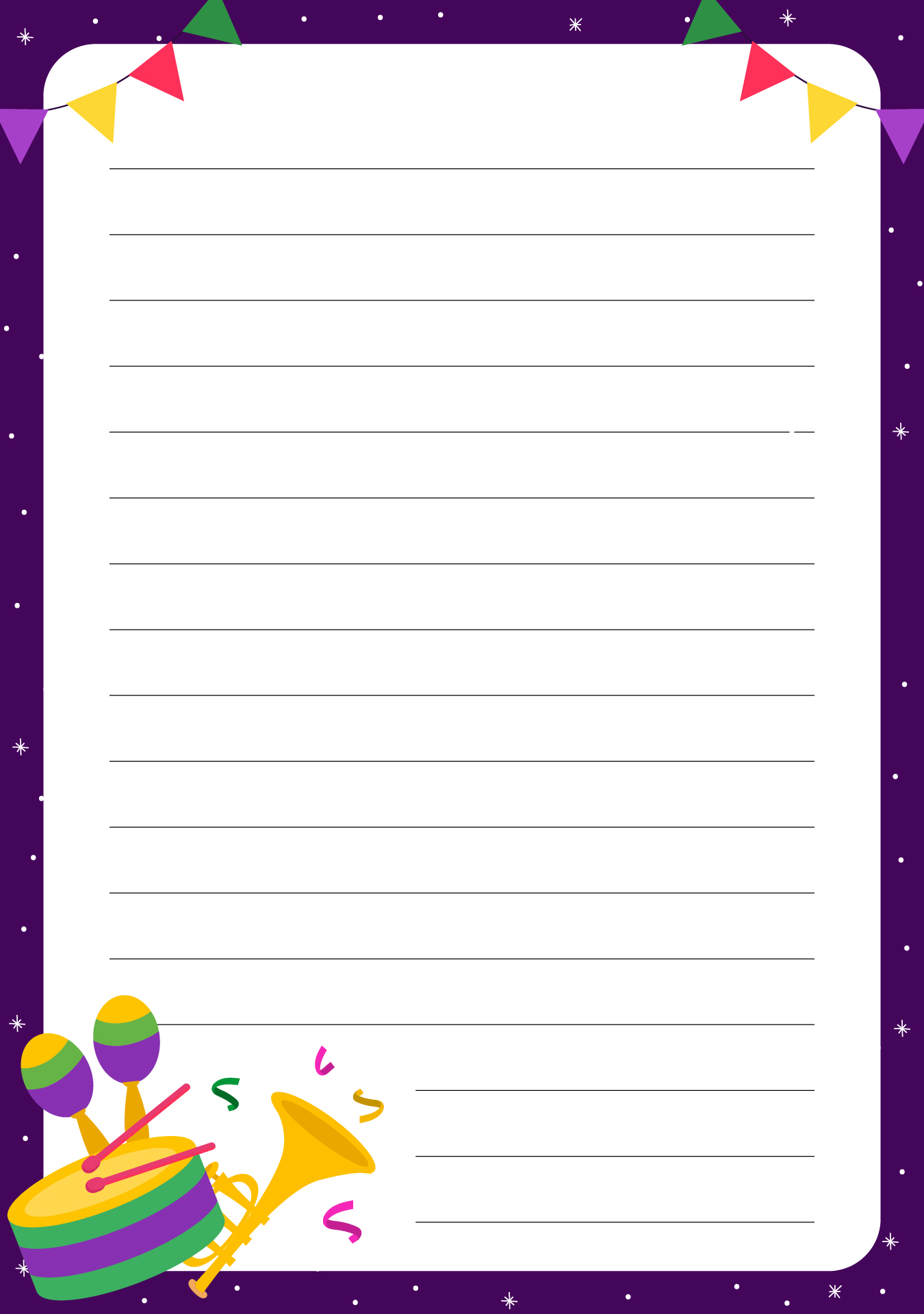 Mardi Gras Themed Writing Paper