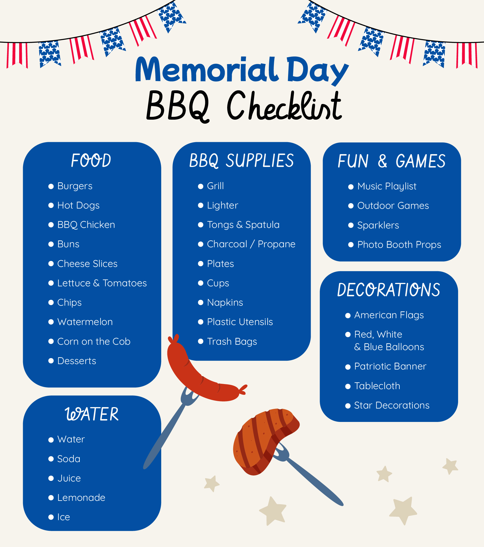 Memorial Day BBQ Checklist Printable