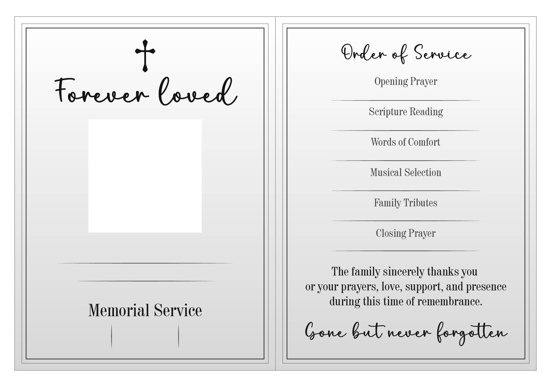 Minimalist Printable Memorial Service Program