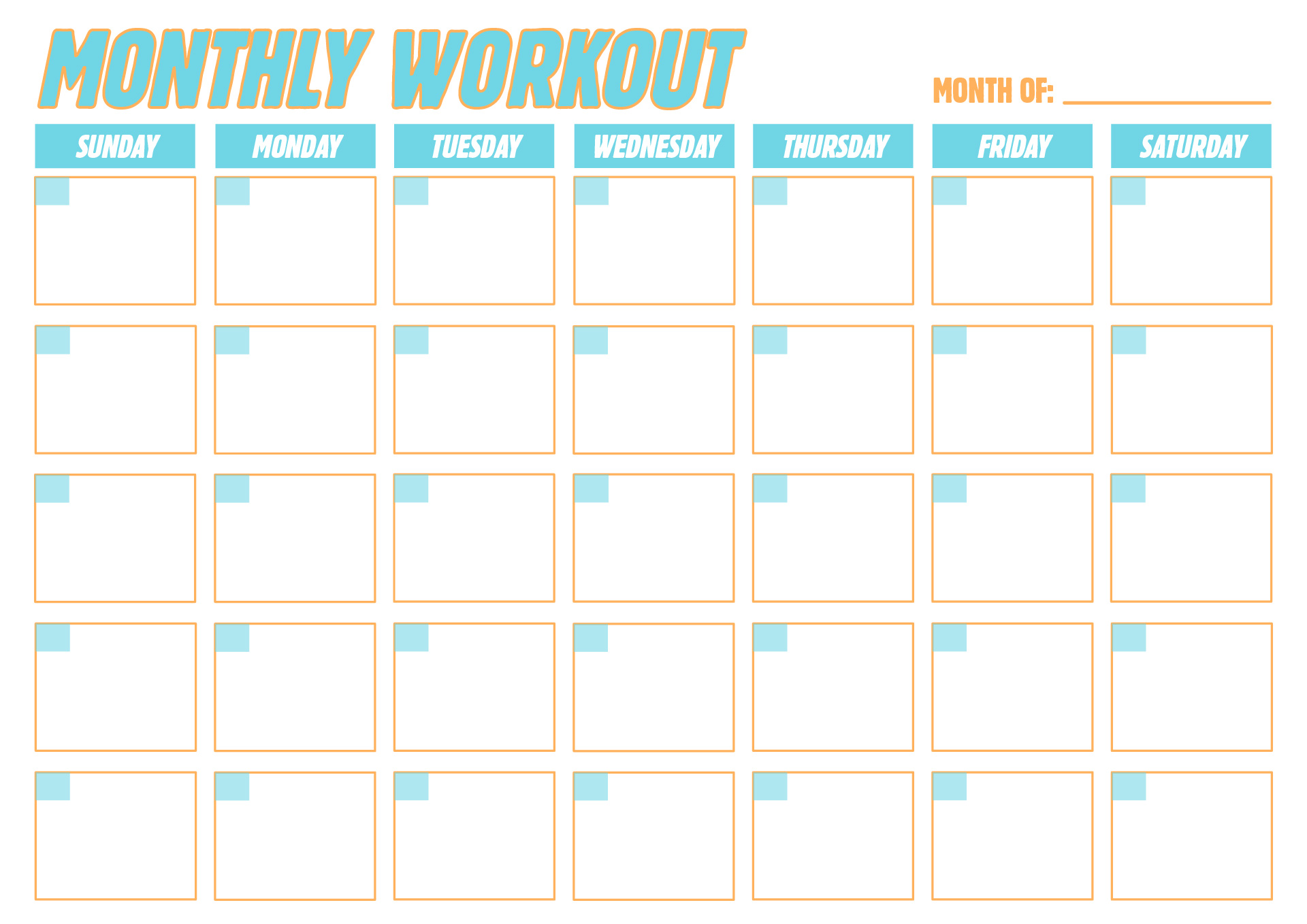 Monthly Fitness Tracker Checklist Printable