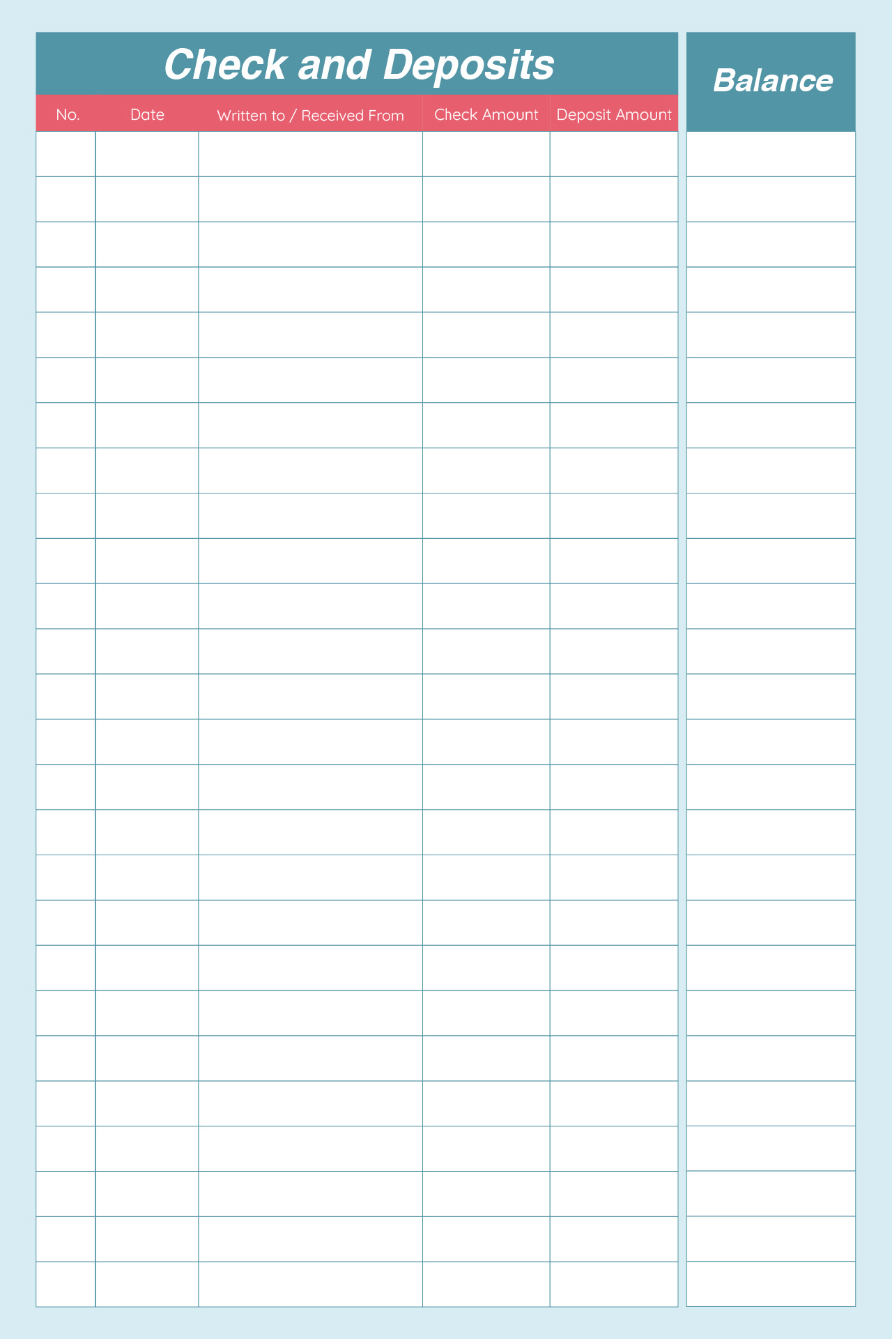 Oversized Check Register for Visual Assistance
