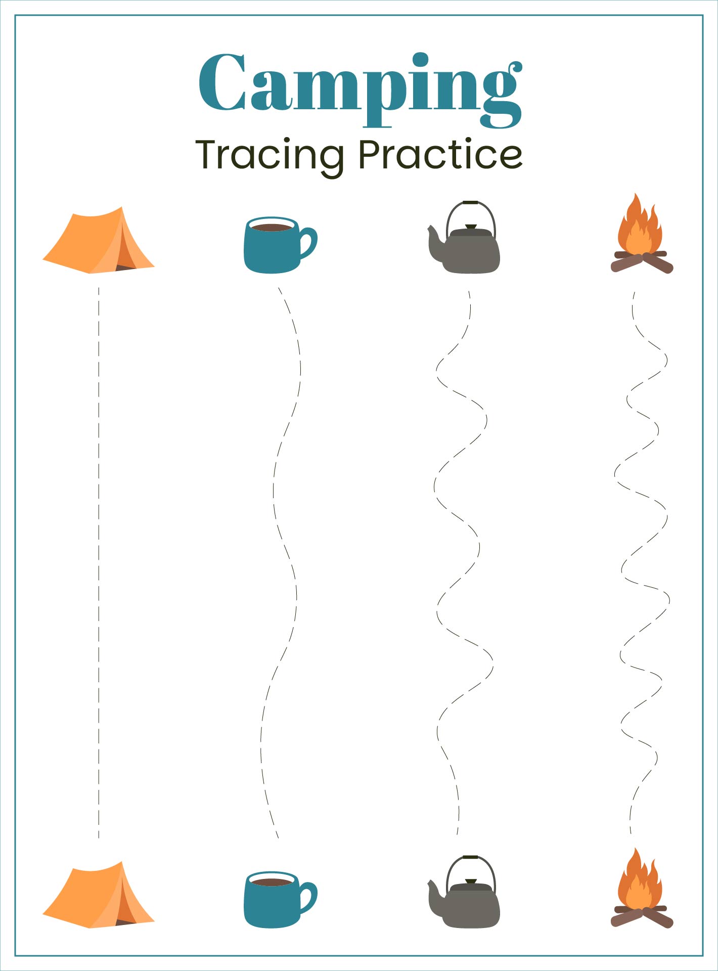 Preschool Camping Theme Activity Sheets