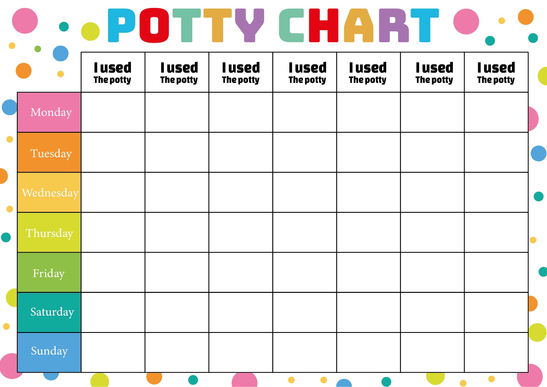 Preschooler Weekly Toilet Training Chart Printable