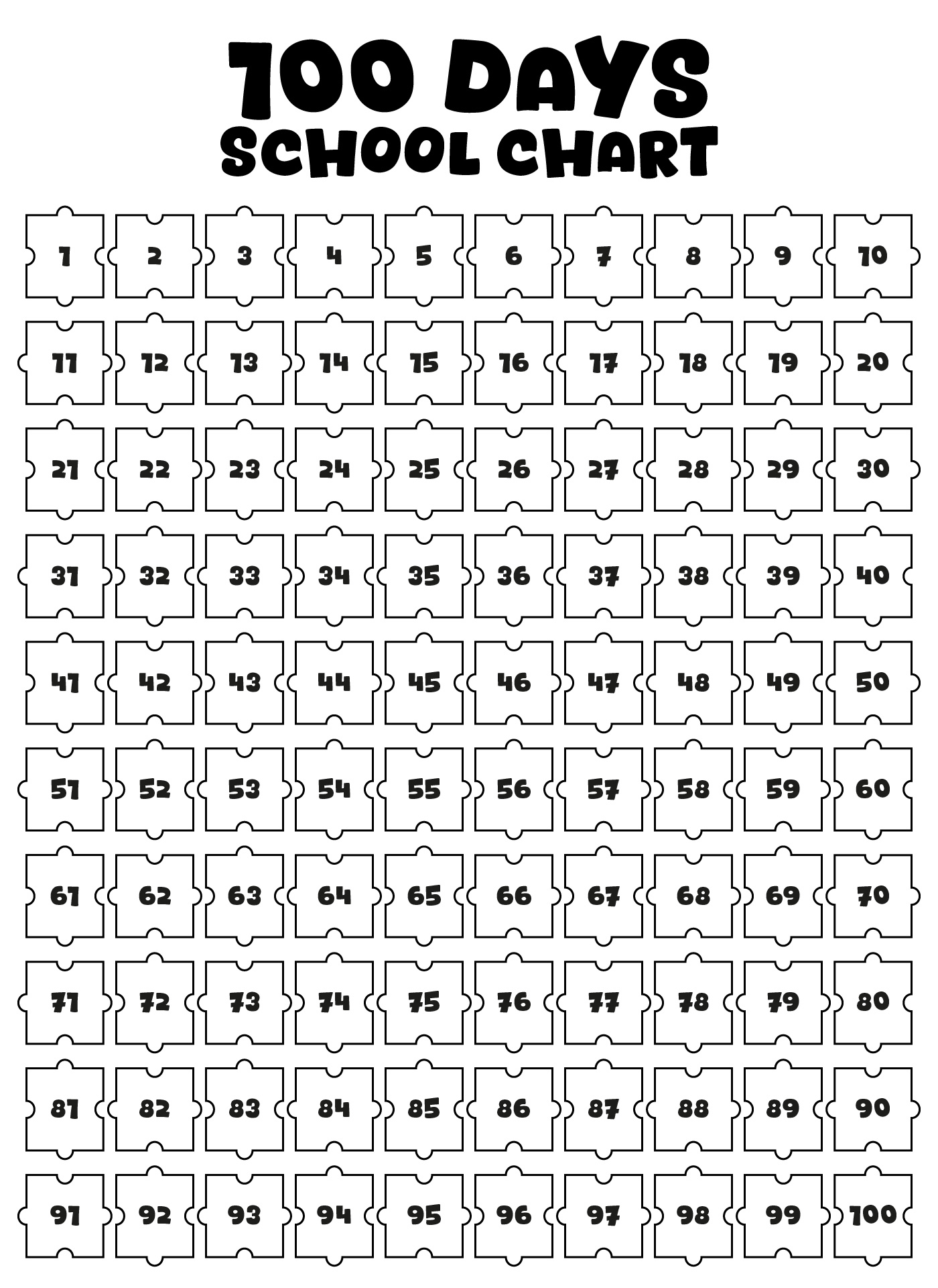 Printable 100 Days of School Chart