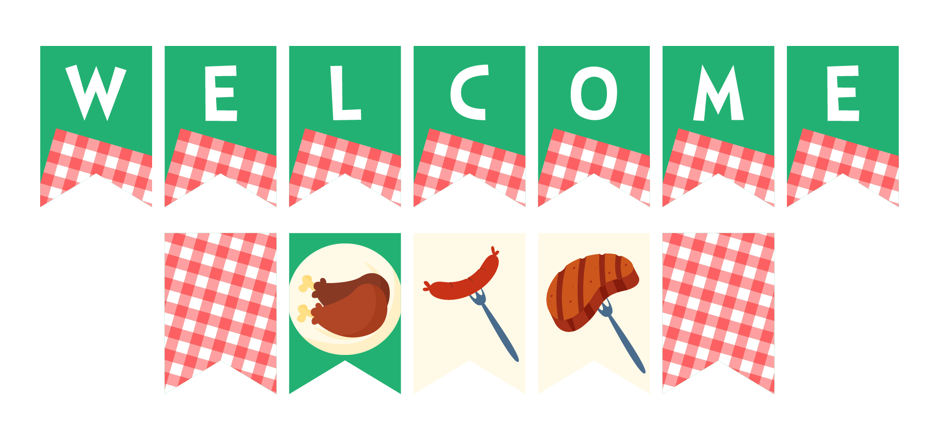 Printable BBQ Summer Party Flags