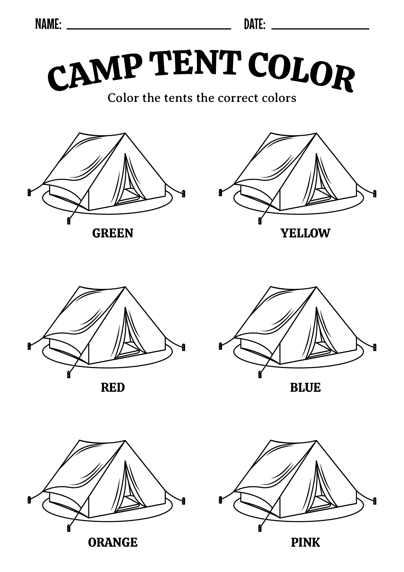 Printable Camping Activity Worksheets for Kids