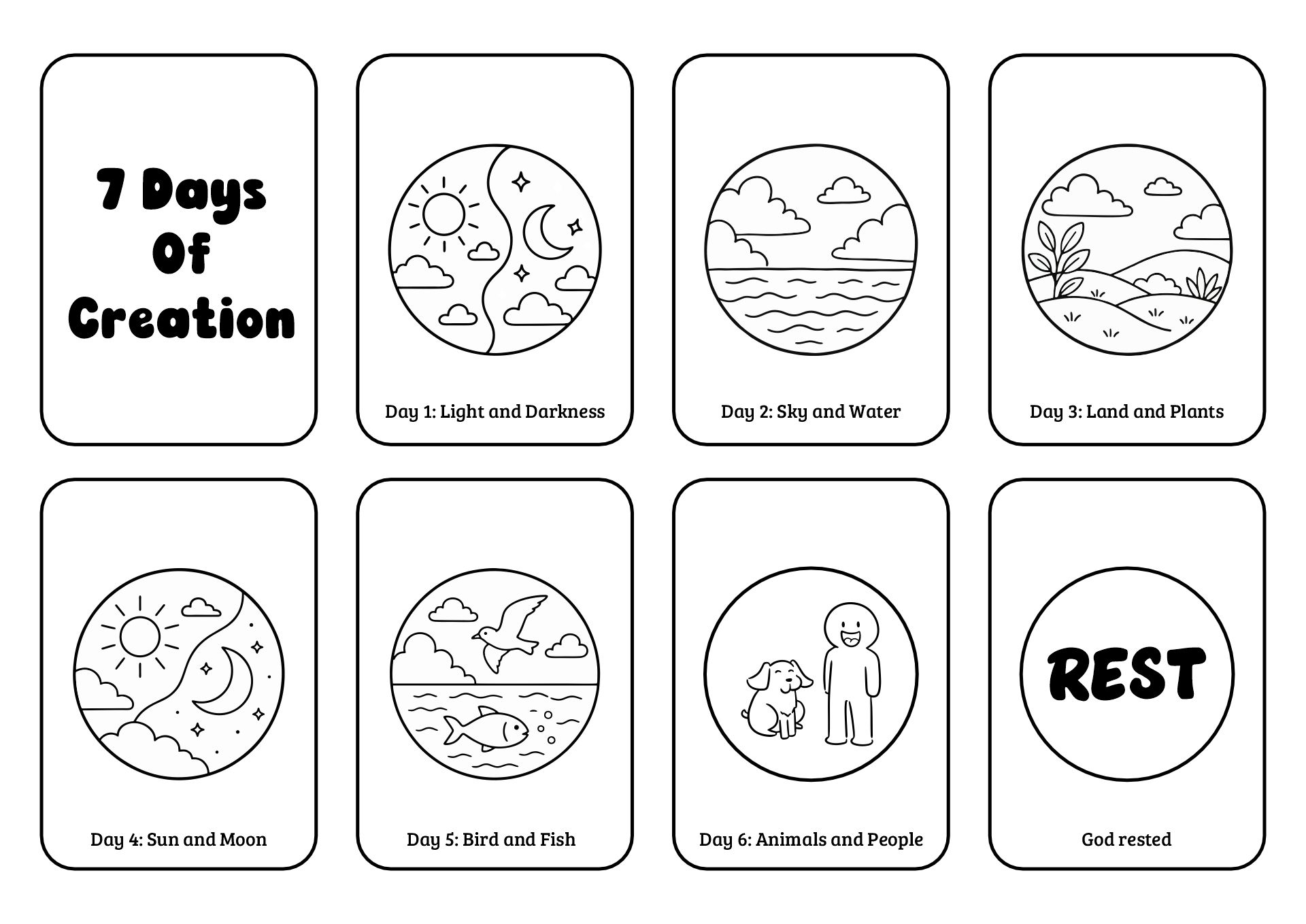 Printable Creation Bible Story Coloring Pages