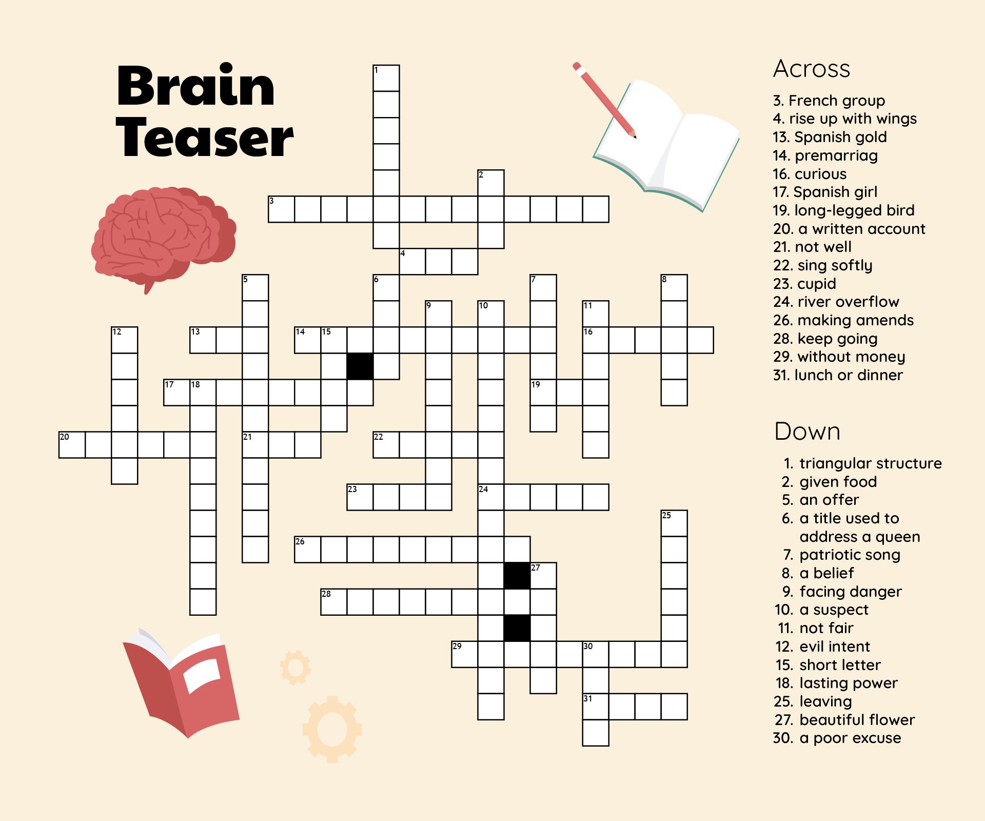 Printable Crossword Puzzles Brain Teasers