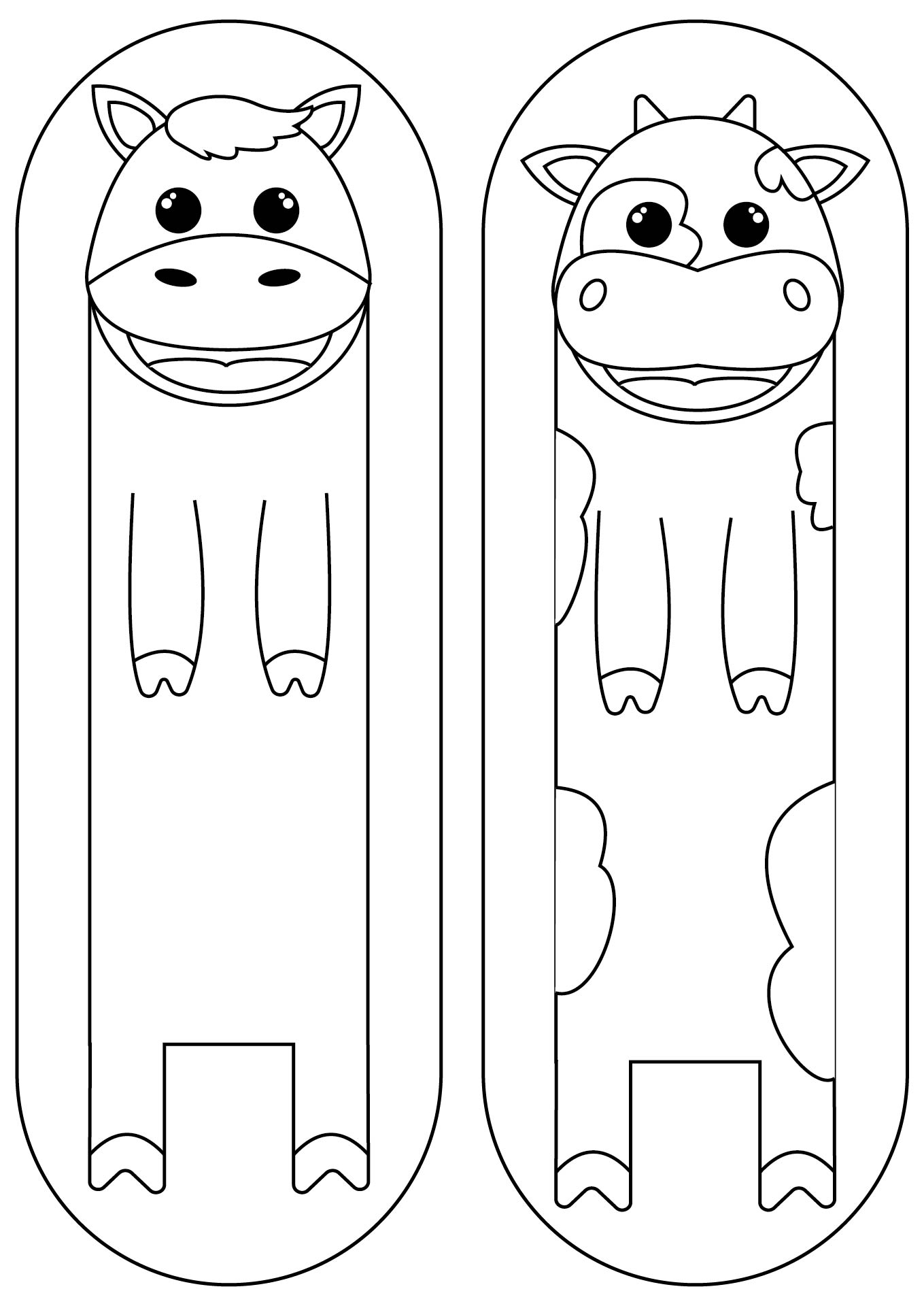Printable Farm Animal Bookmarks to Color Printable Farm Animal Bookmarks to Color