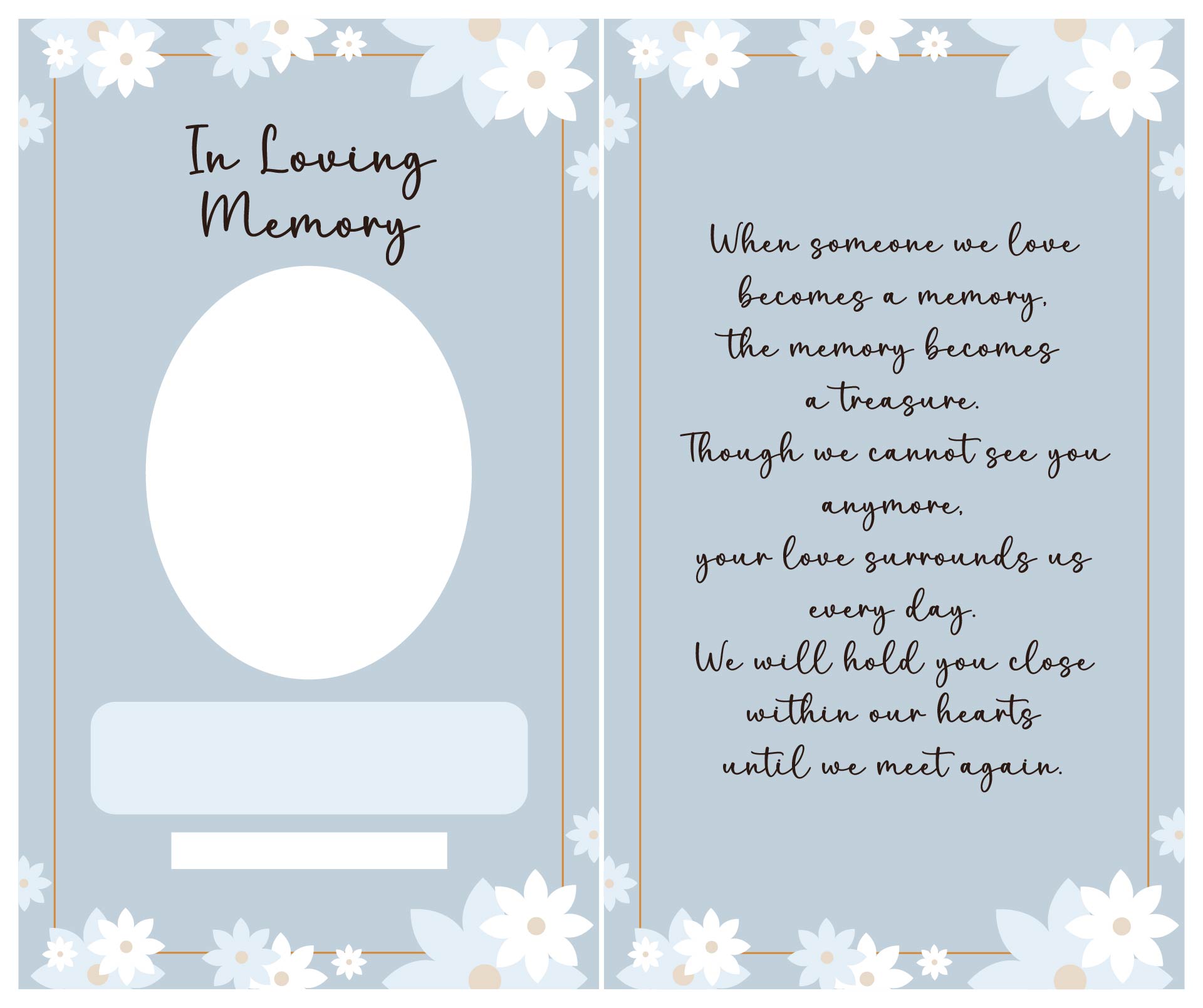 Printable Funeral Memorial Card Design Printable Funeral Memorial Card Design