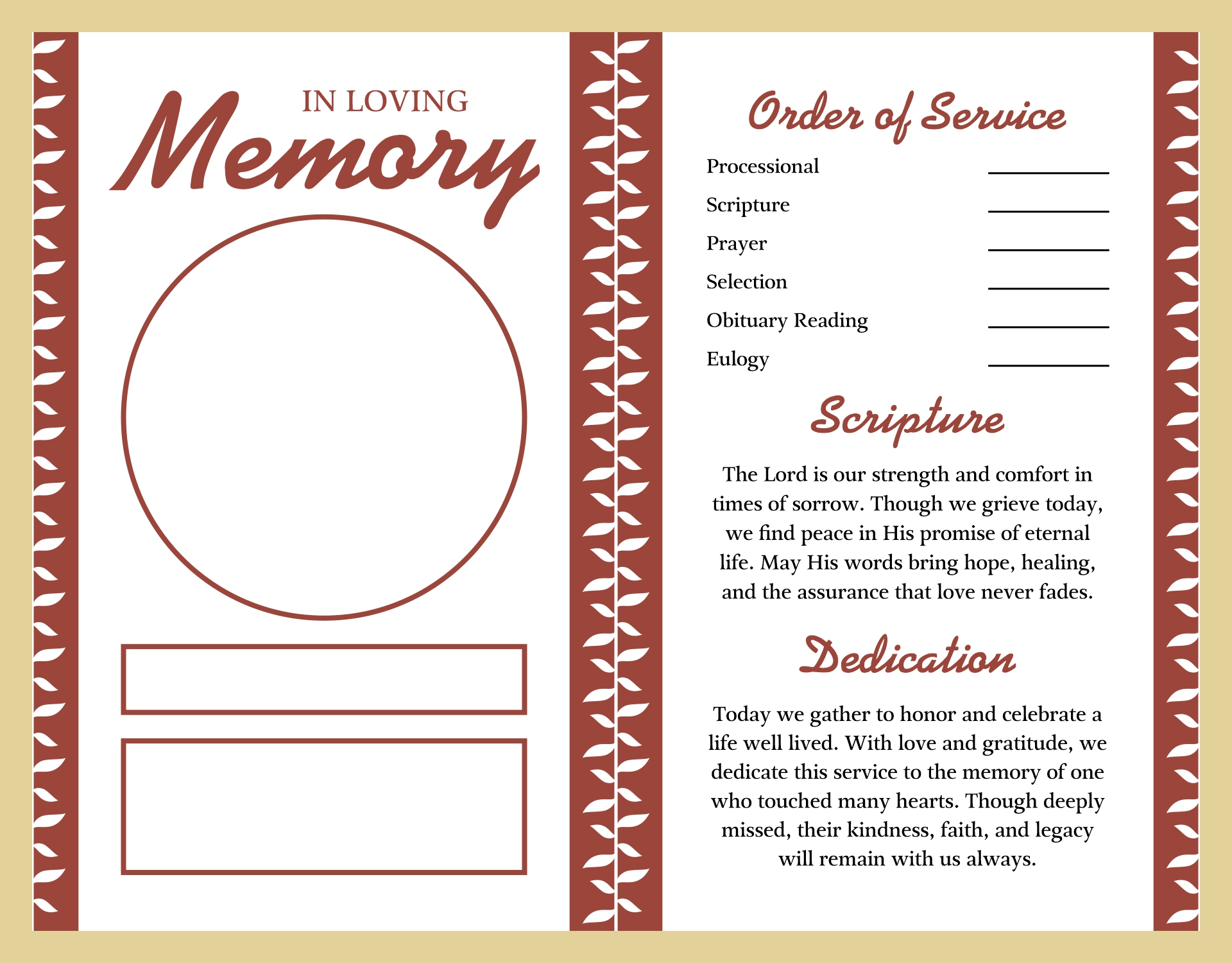 Printable Funeral Service Program Designs