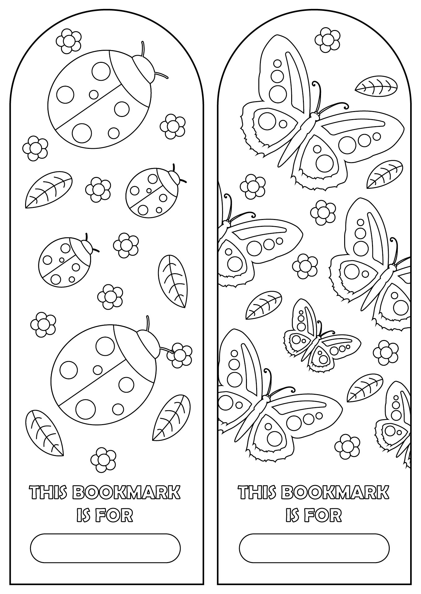 Printable Insect Bookmarks to Color Printable Insect Bookmarks to Color