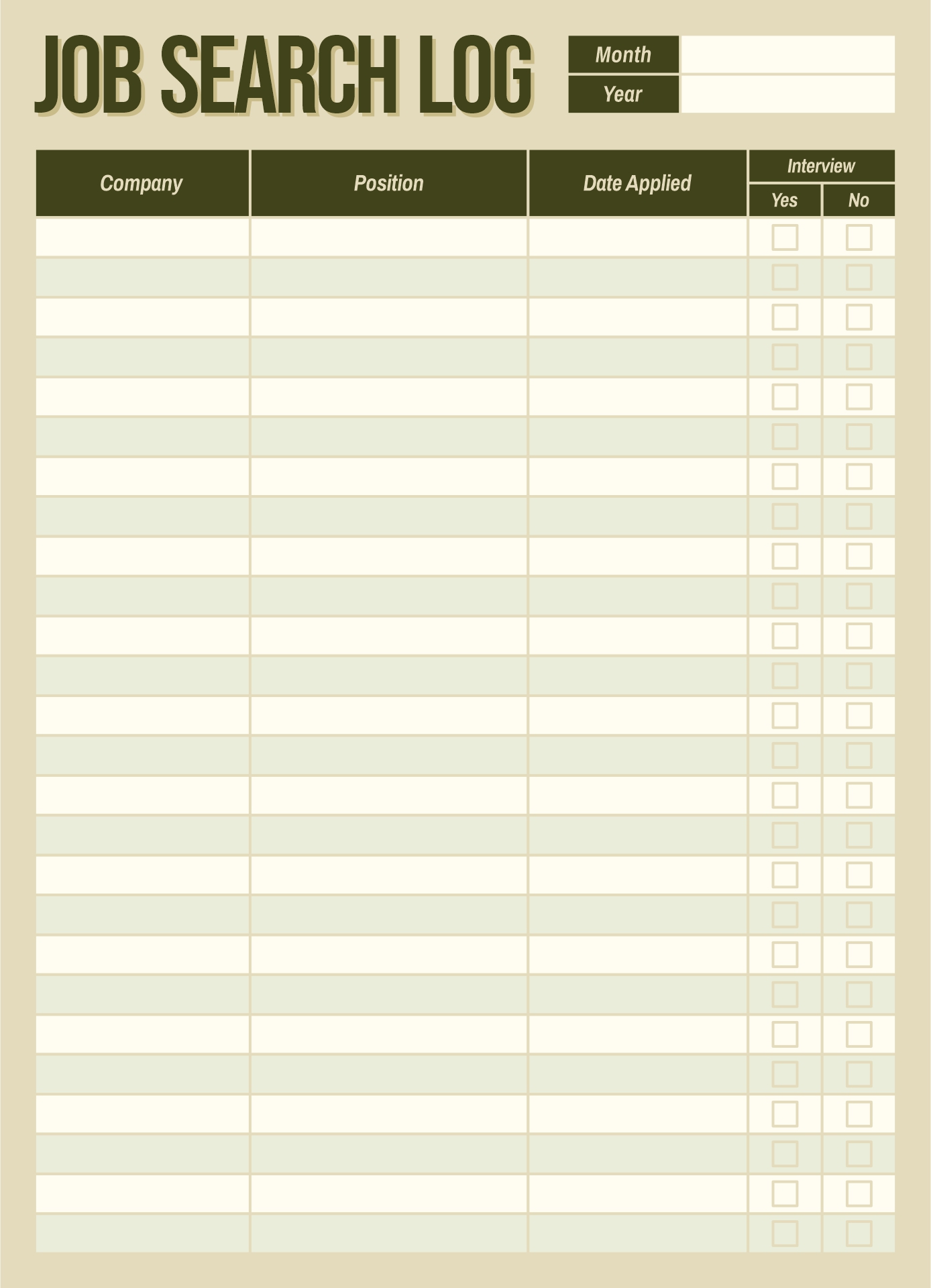 Printable Job Search Tracker