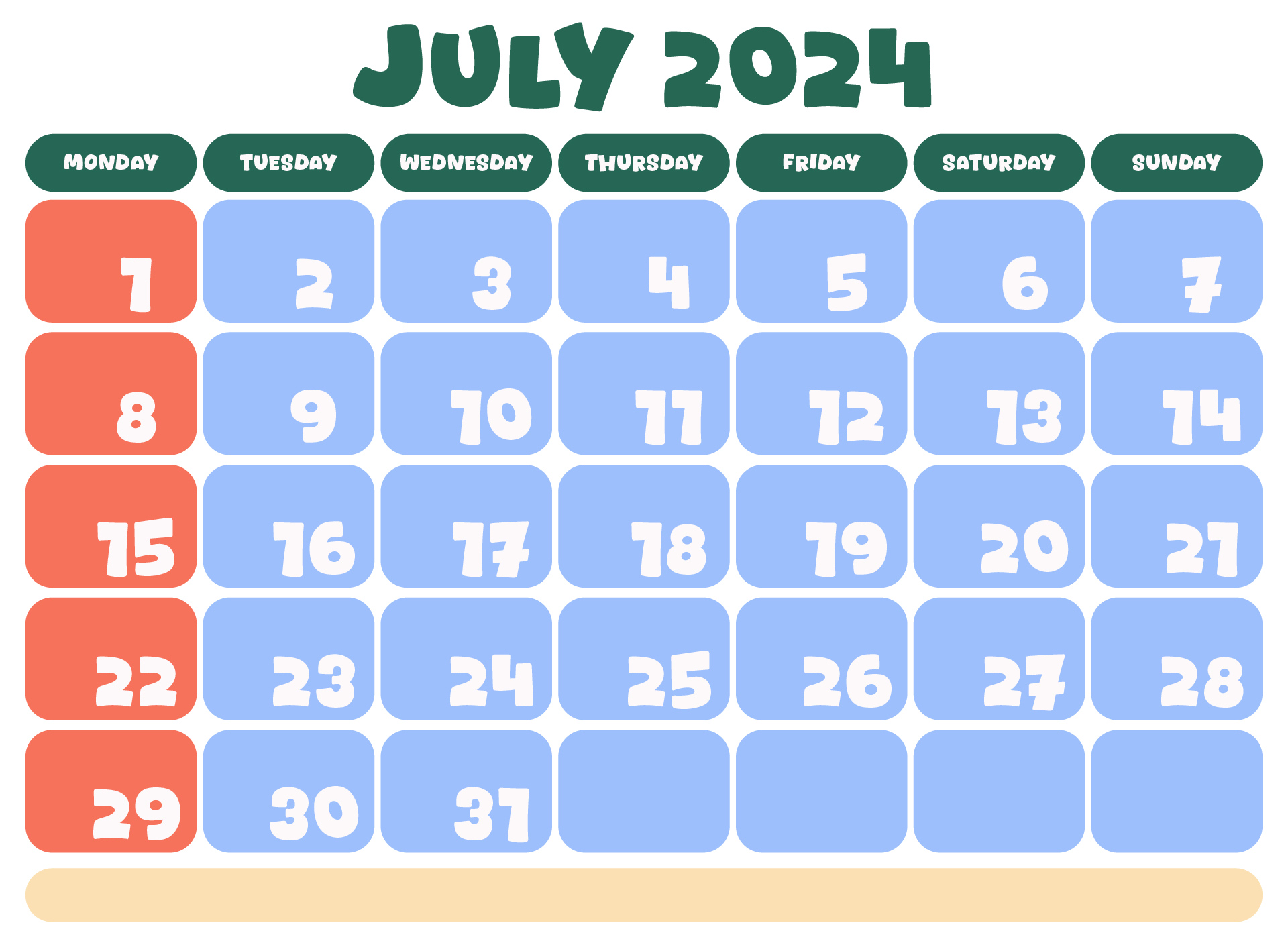 Printable July 2024 Calendar