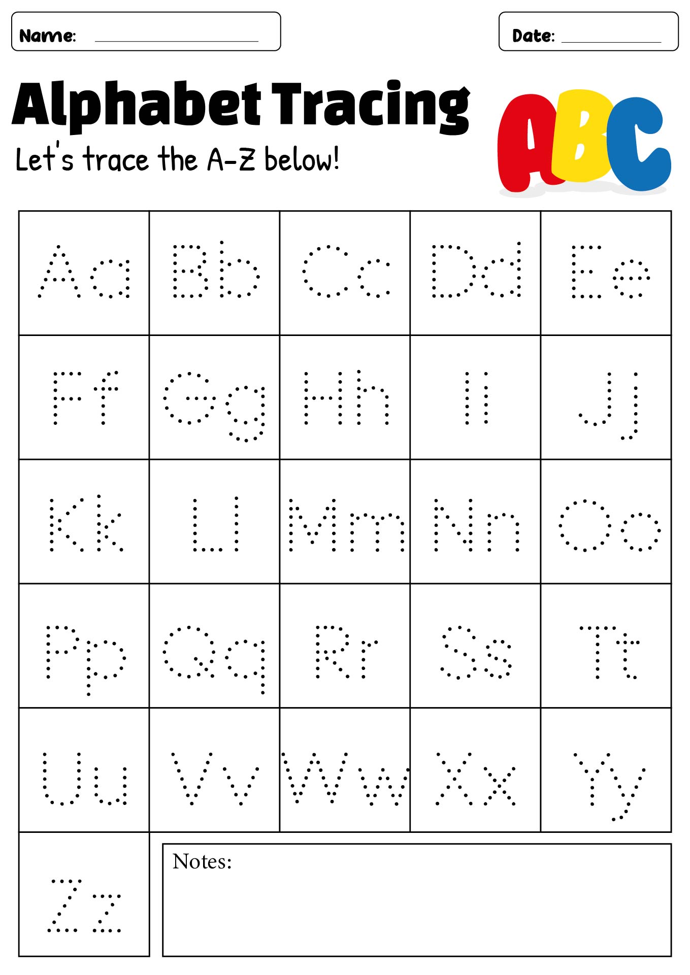 Printable Letter Tracing Sheets for Preschoolers