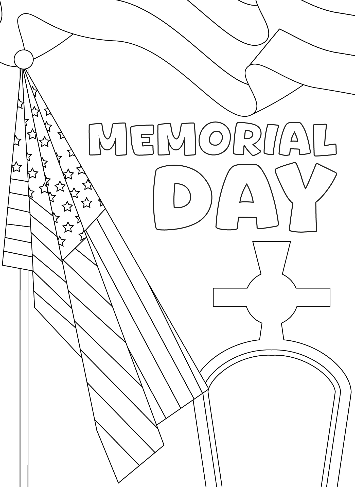 Printable Memorial Day flags for coloring