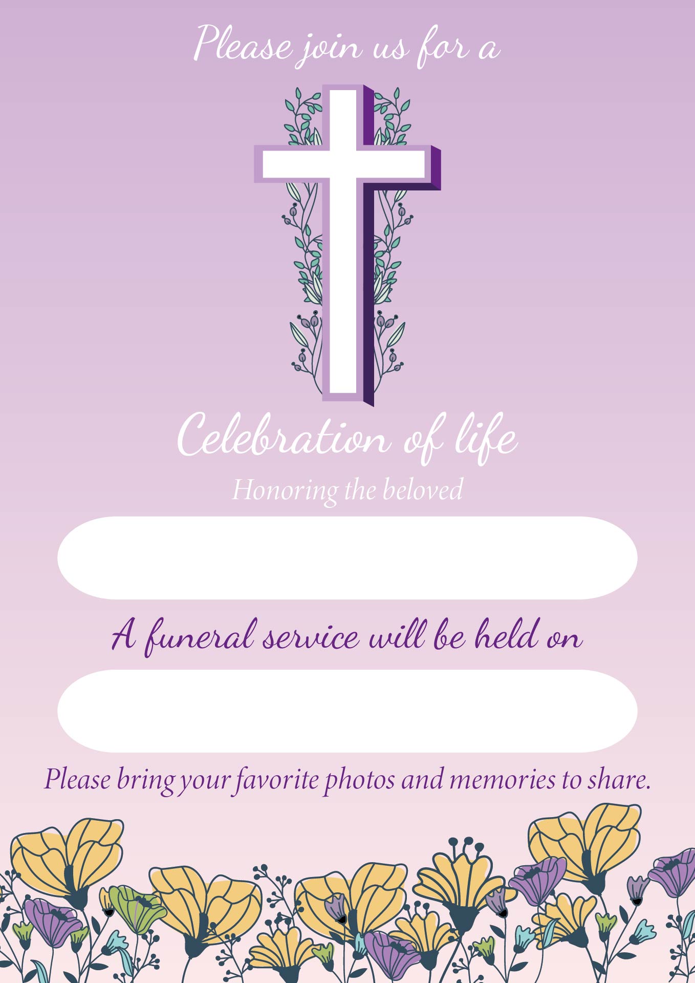 Printable Memorial Service Invitations Printable Memorial Service Invitations