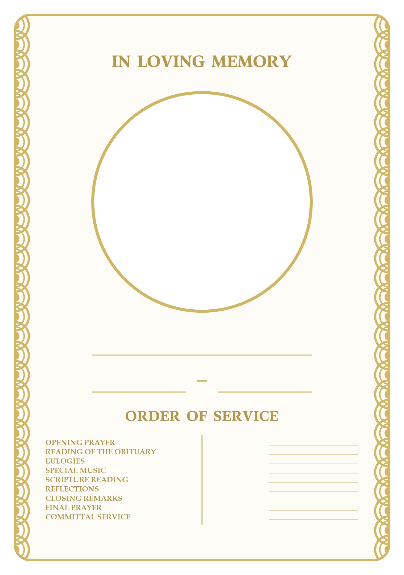 Printable Memorial Service Program Layout