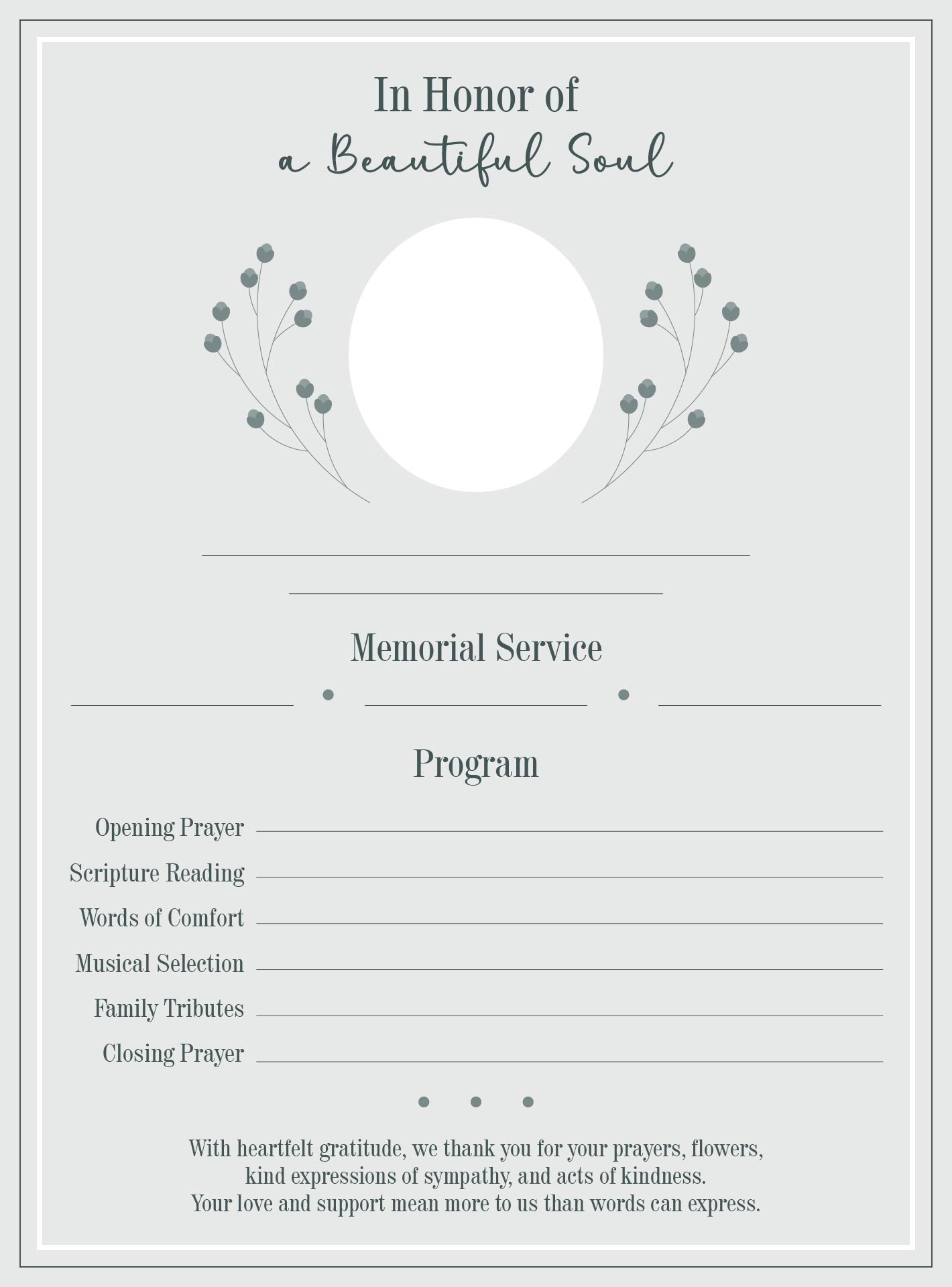 Printable Memorial Service Programs Printable Memorial Service Programs