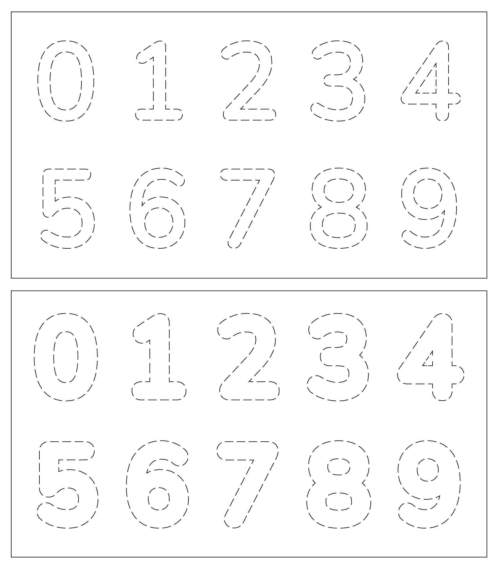 Printable Number Outlines for Classroom Use