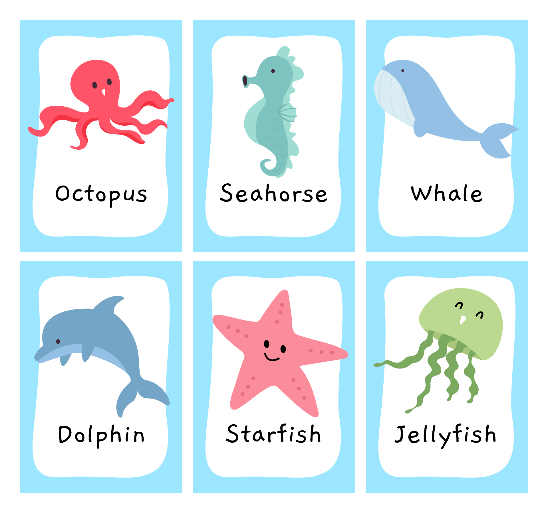 Printable Ocean Animal Flash Cards Printable Ocean Animal Flash Cards