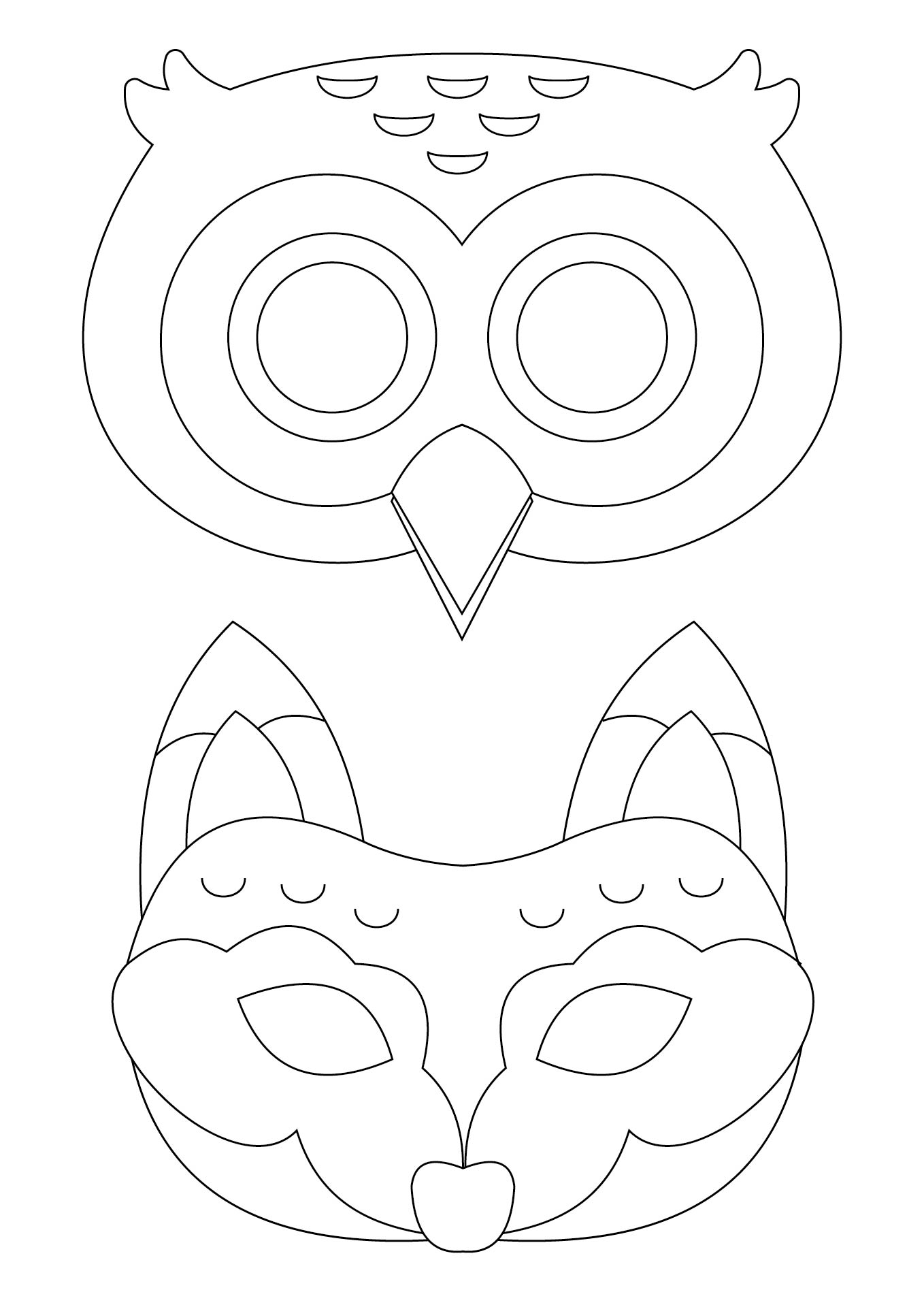 Printable Owl and Fox Masks for Toddlers